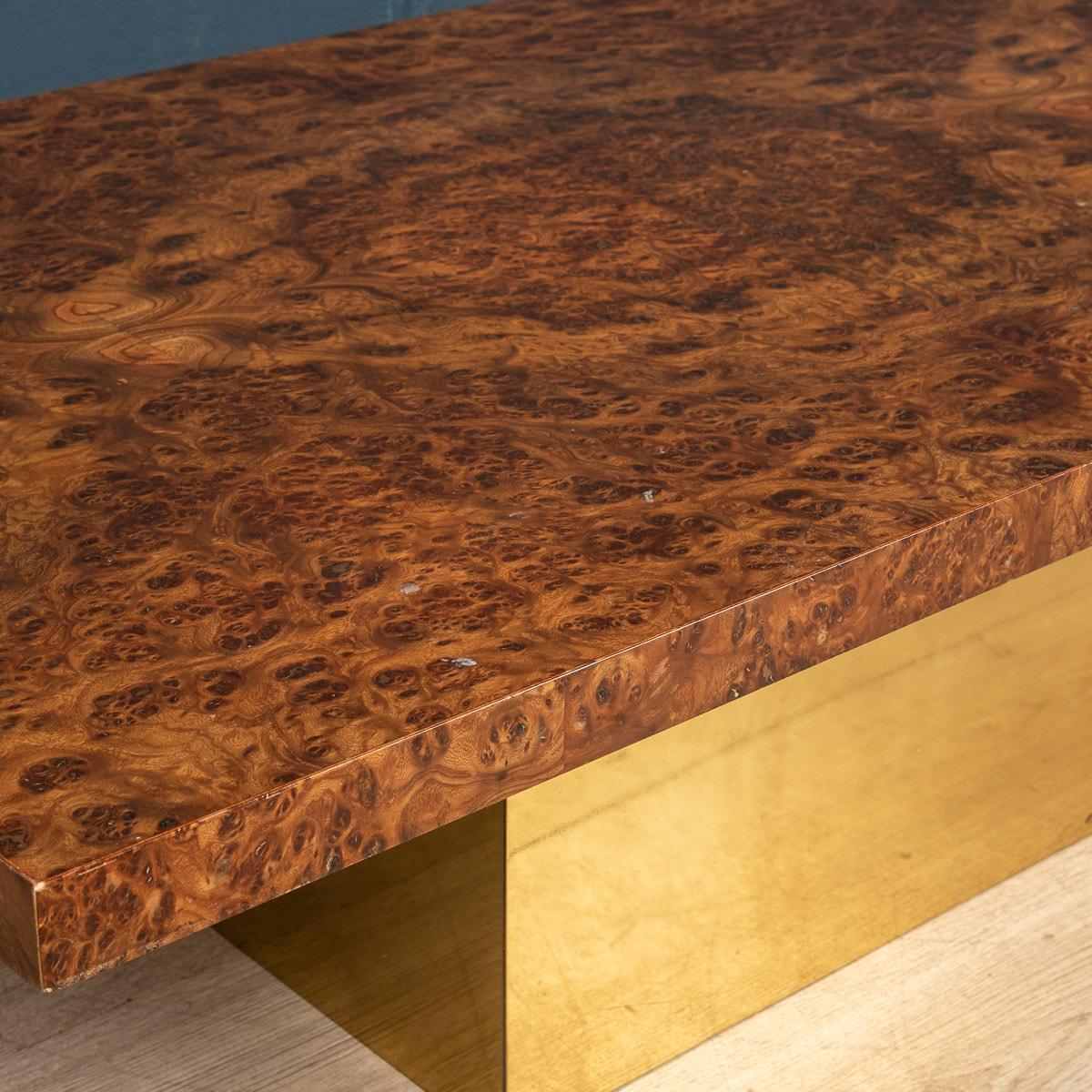 20th Century Burled Walnut Veneer Coffee Table by Willy Rizzo, Italy, circa 1970 15