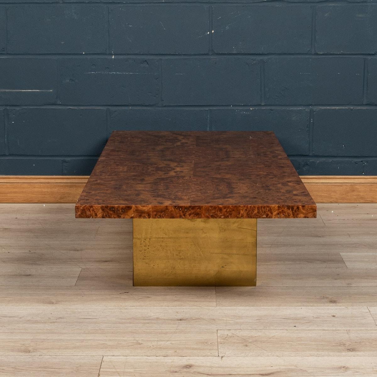 20th Century Burled Walnut Veneer Coffee Table by Willy Rizzo, Italy, circa 1970 In Good Condition In Royal Tunbridge Wells, Kent