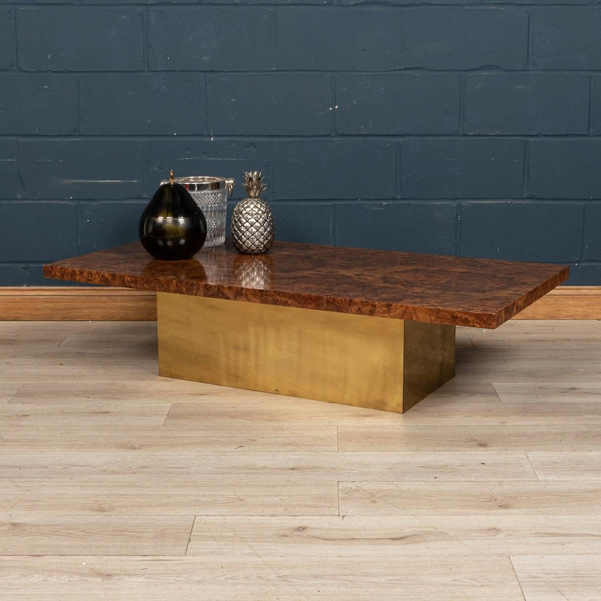 20th Century Burled Walnut Veneer Coffee Table by Willy Rizzo, Italy, circa 1970 2