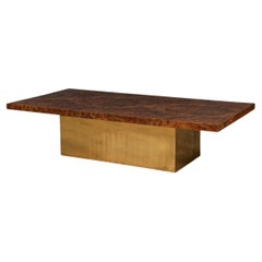 20th Century Burled Walnut Veneer Coffee Table by Willy Rizzo, Italy, circa 1970