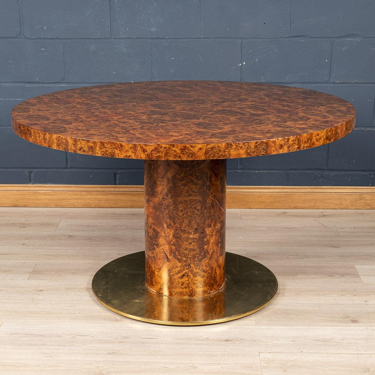 20th Century Burled Walnut Veneer Dining Table by Willy Rizzo, Italy, circa 1970 In Good Condition In Royal Tunbridge Wells, Kent