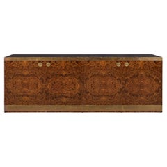 Vintage 20th Century Burled Walnut Veneer Sideboard, by Willy Rizzo, Italy, circa 1970