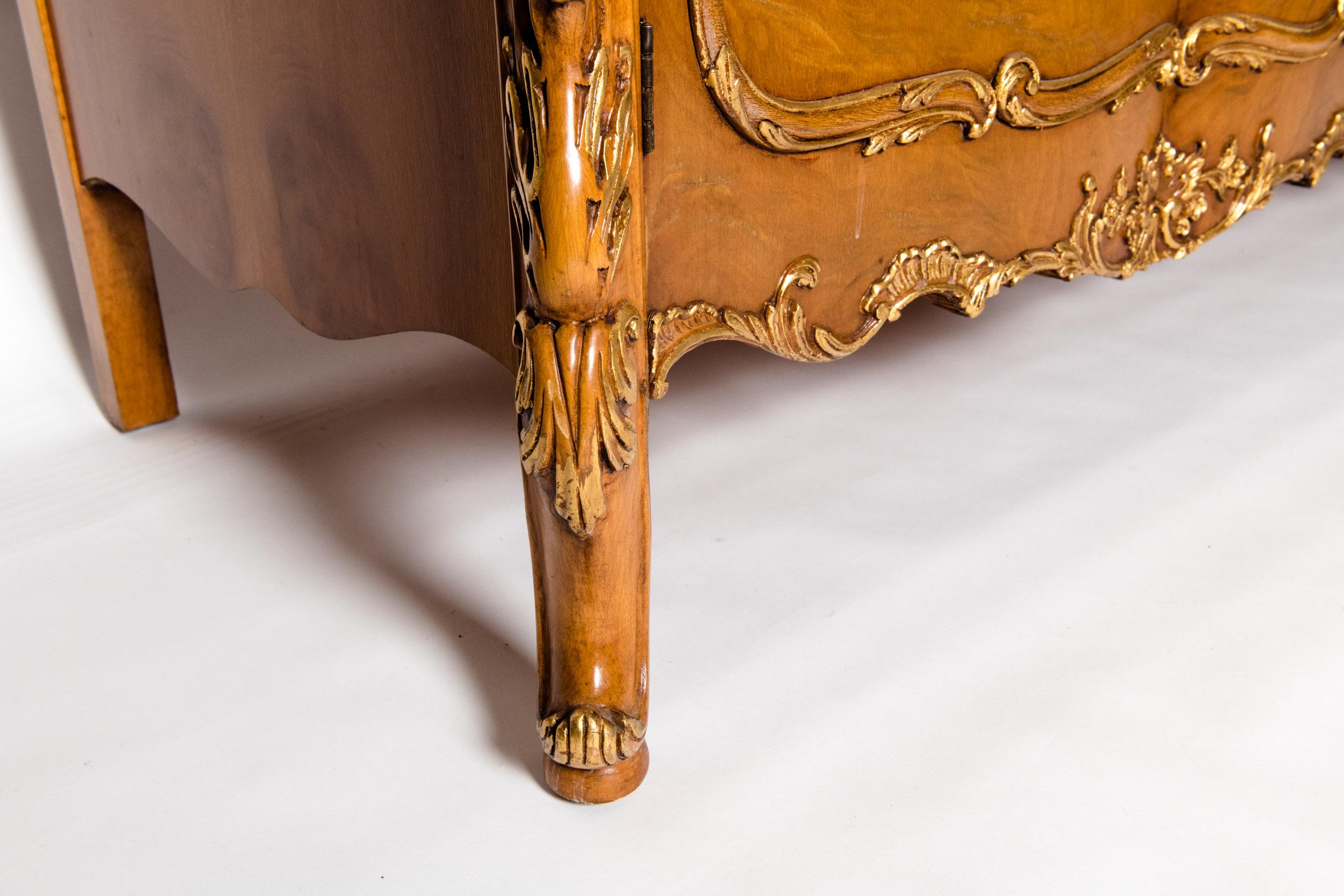 20th Century Burlwood Side Board / Gold Design Details 3