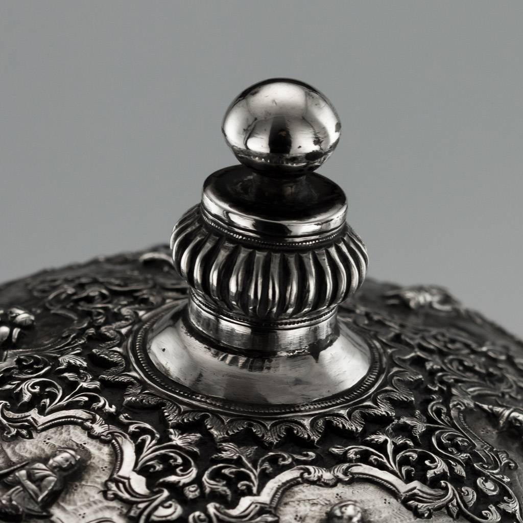 20th Century Burmese Outstanding Silver Betel Box, Rangoon 1