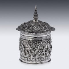 20th Century Burmese Solid Silver Betel Box, Rangoon, c.1900