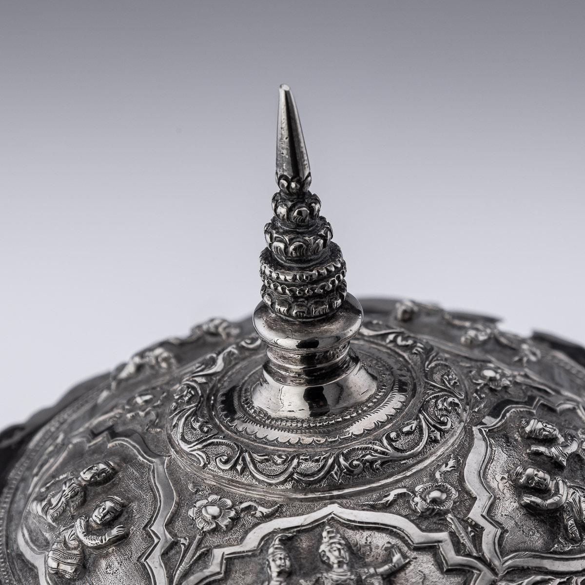 20th Century Burmese Solid Silver Betel Box, Rangoon, c.1900 3