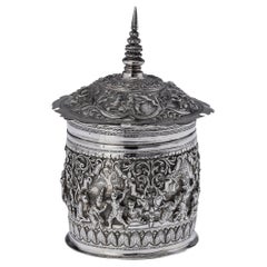 20th Century Burmese Solid Silver Betel Box, Rangoon, c.1900