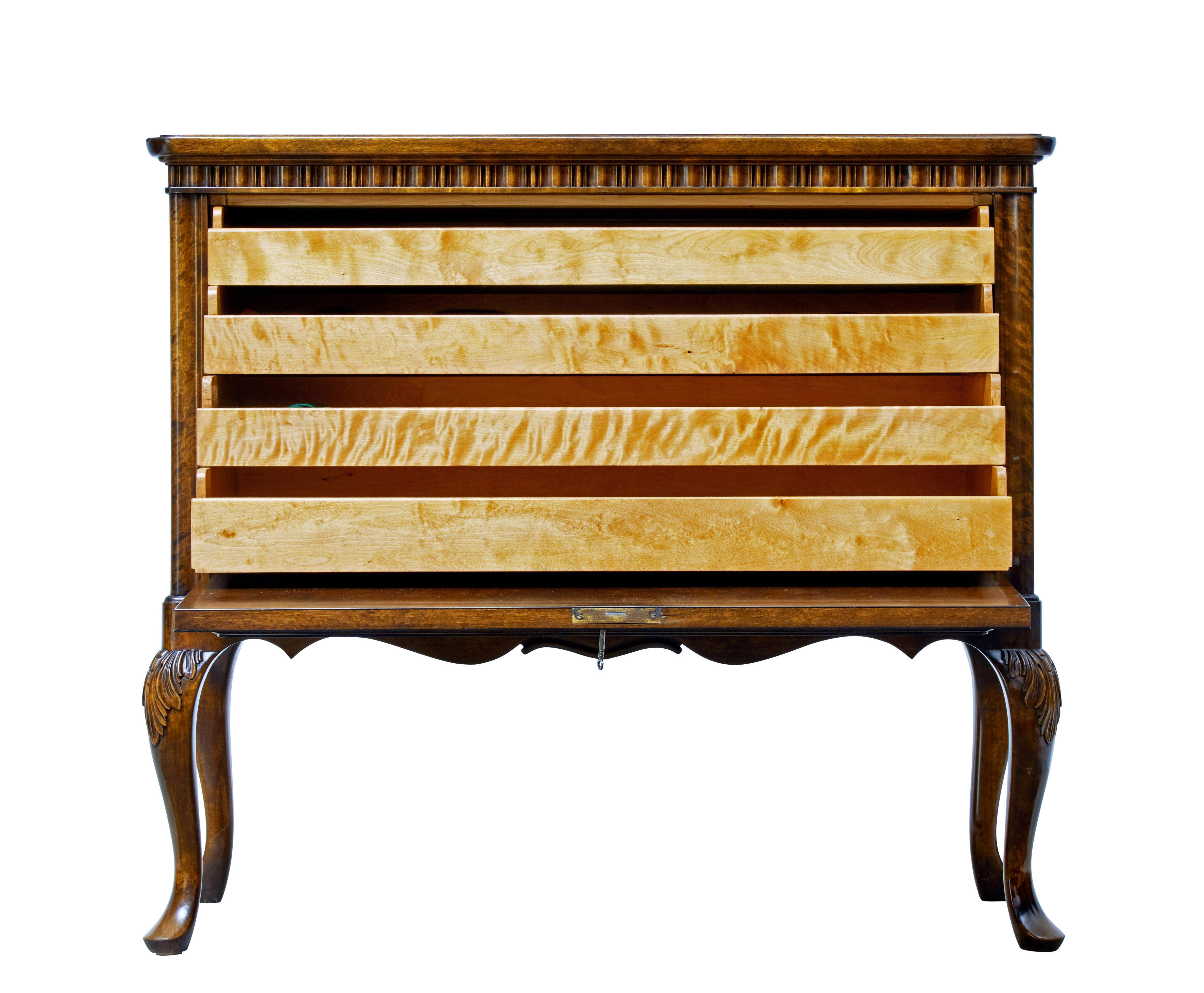 Art déco Coffret à couverts en loupe de bouleau du 20e siècle par Bodafors en vente