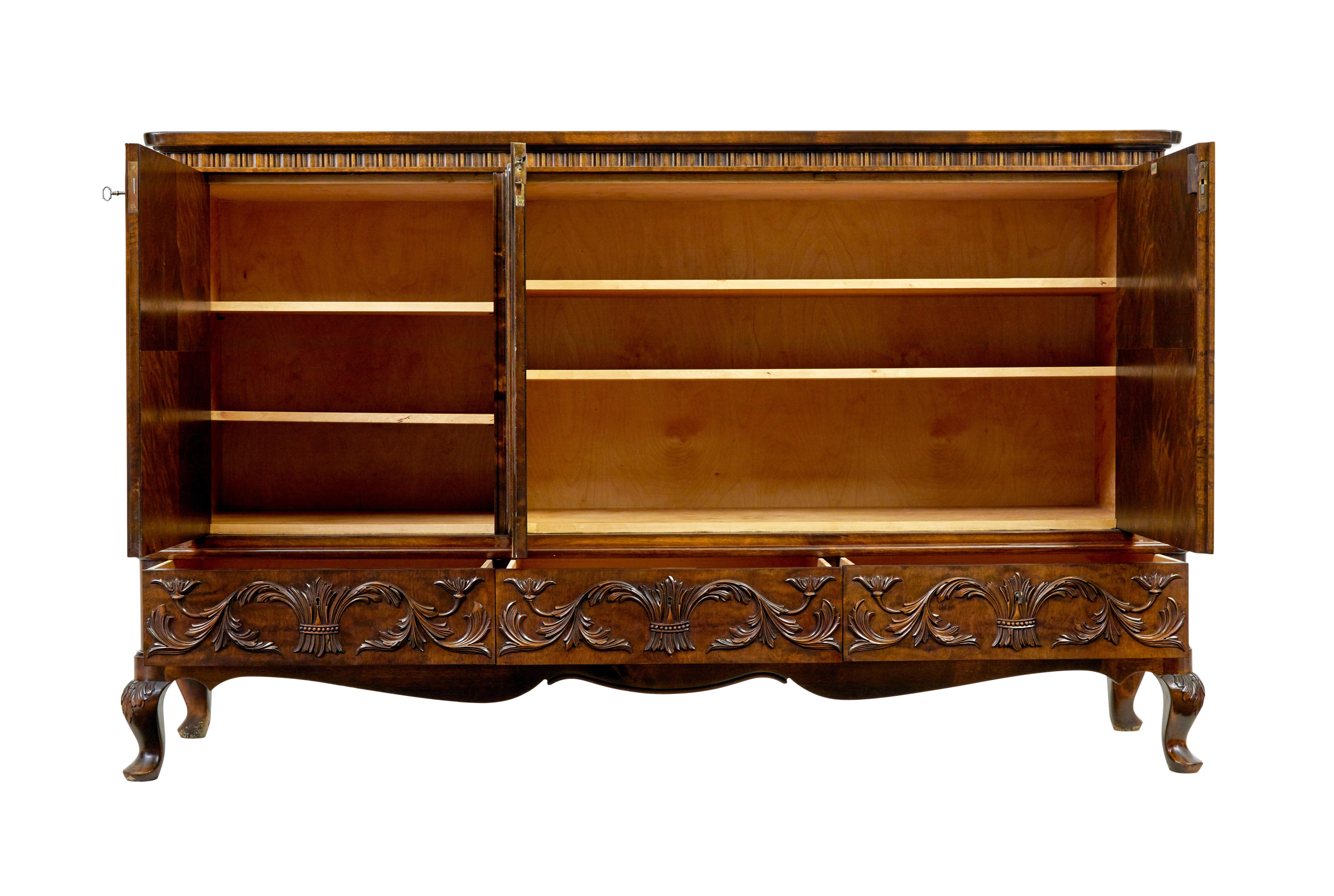 Art Deco 20th century burr birch sideboard by Bodafors For Sale