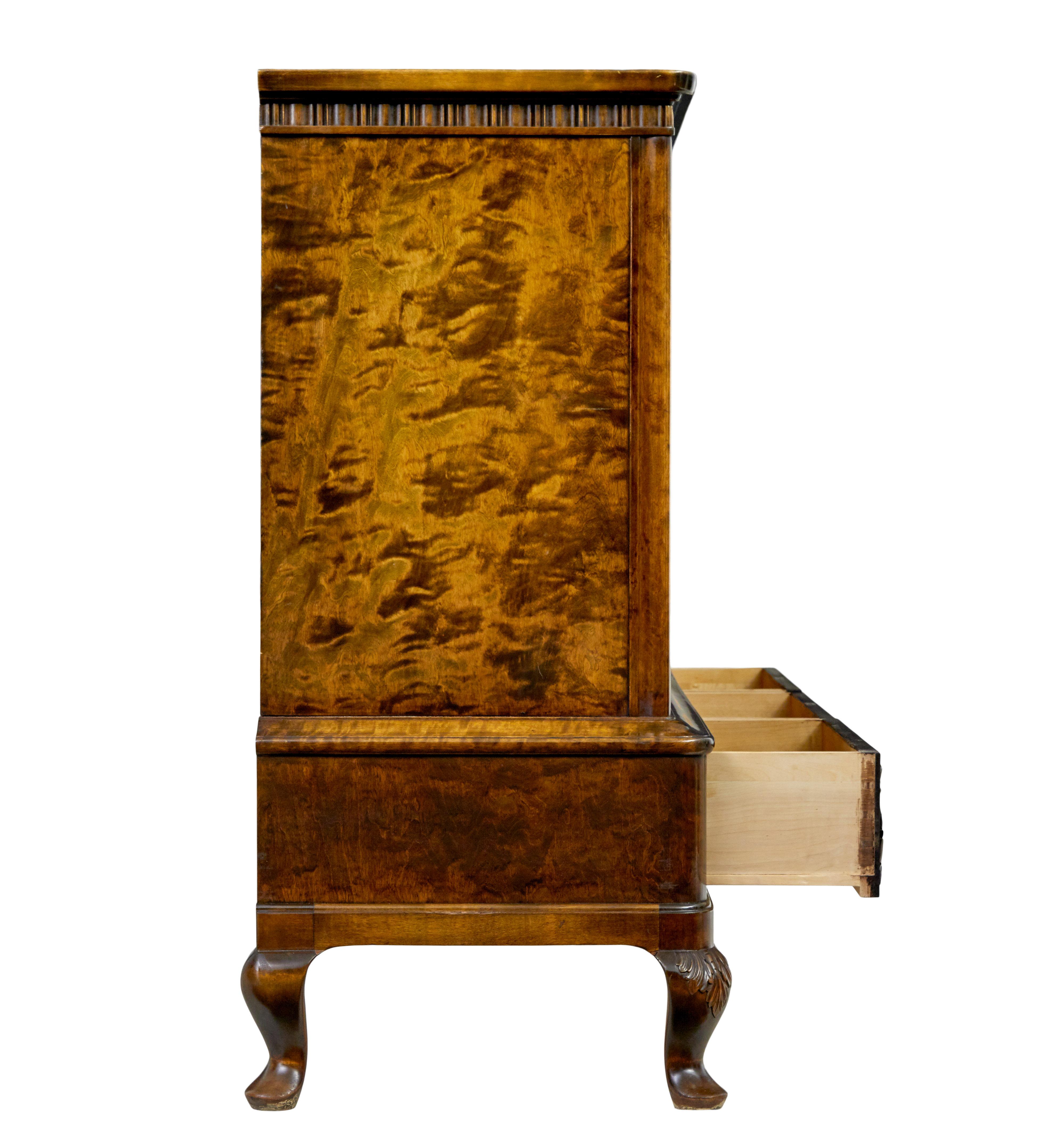 Hand-Carved 20th century burr birch sideboard by Bodafors For Sale