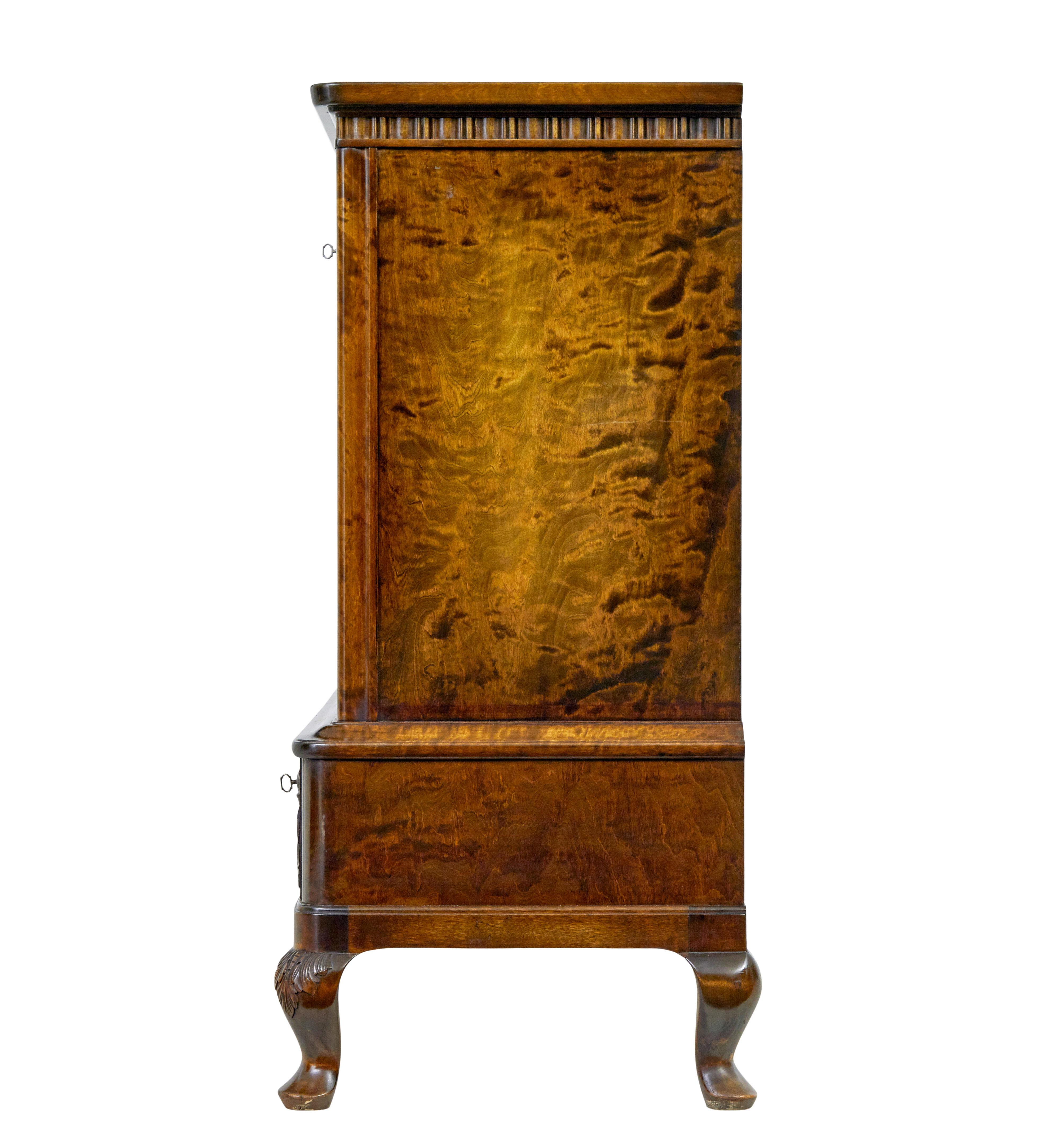20th century burr birch sideboard by Bodafors In Good Condition For Sale In Debenham, Suffolk