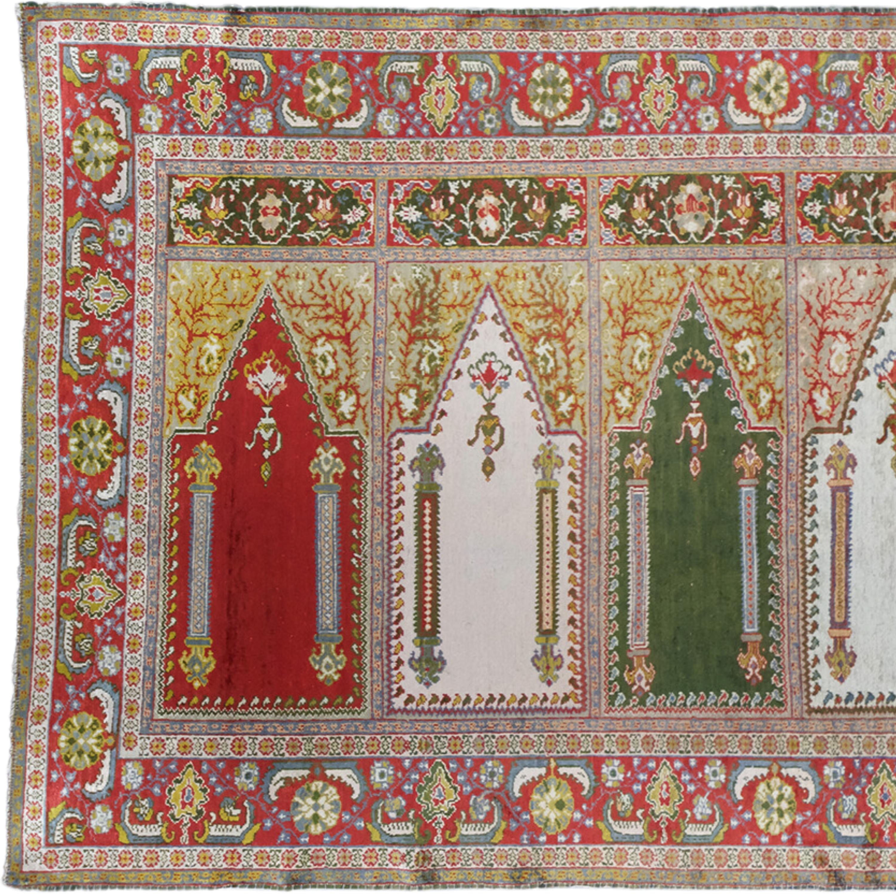 20th Century Bursa Silk Rug - Pure Silk Turkish Carpet

This 20th century antique Silk Bursa carpet is both a masterpiece of textile art and a work that has survived for centuries. Fine workmanship, geometric patterns and motifs are embroidered on