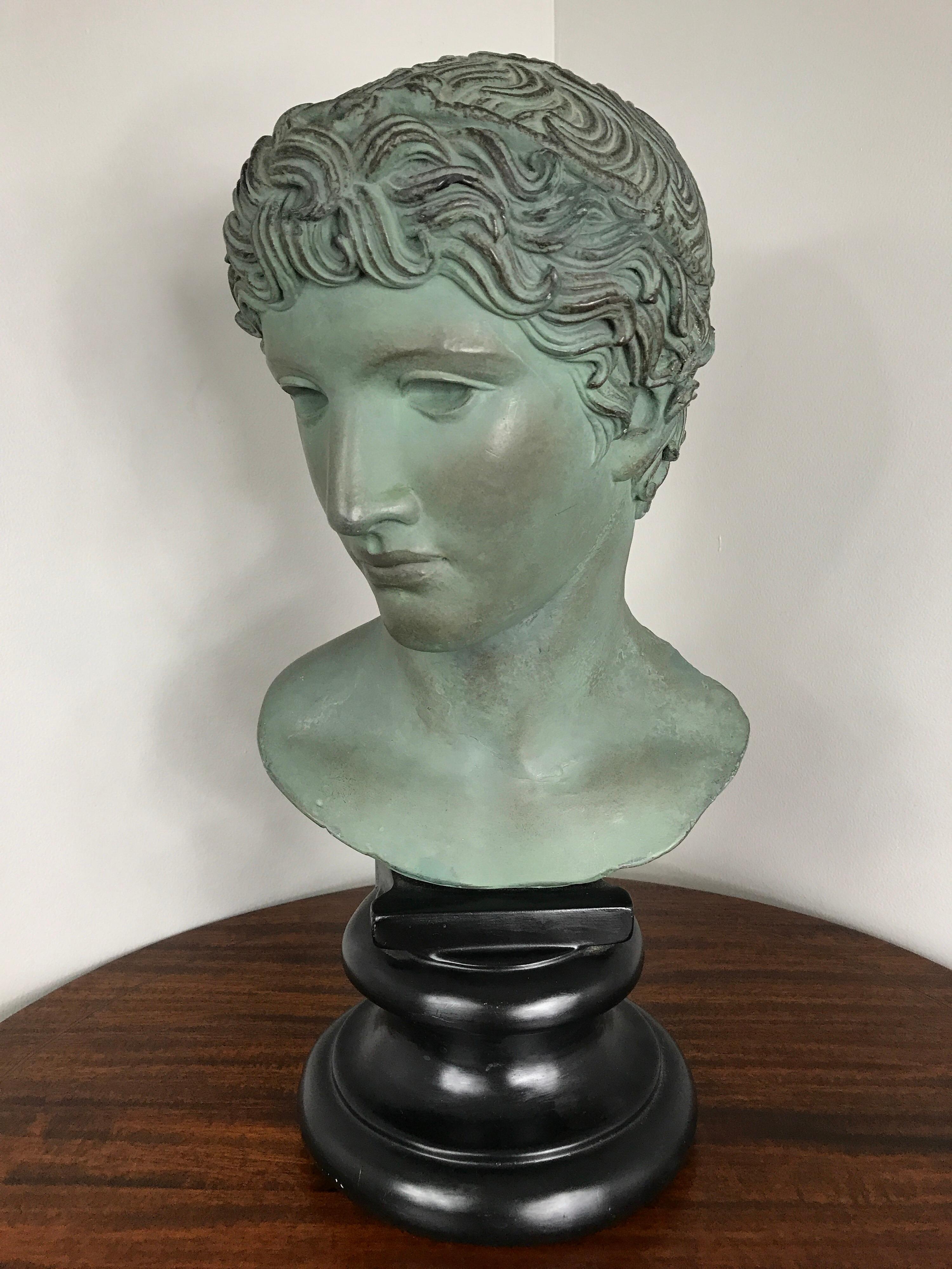 A 20th century plaster bust of Apollo by Alva Studios. Museum quality reproduction of the original.