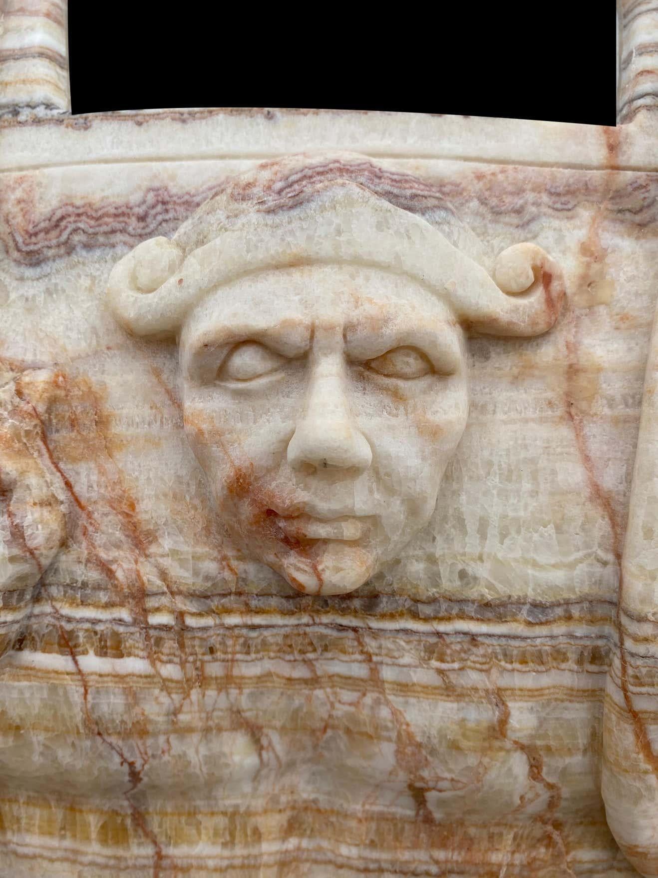 Handgeschnitzte römische Büste des 20. Jahrhunderts aus weißem Carrara- und afrikanischem Onyxmarmor im Angebot 8