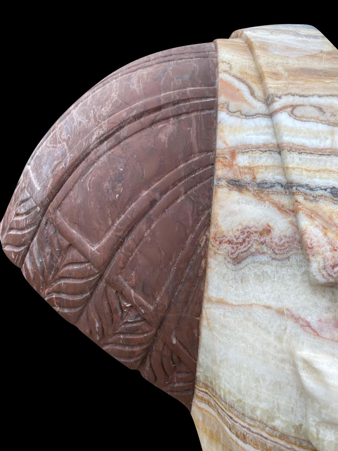 Handgeschnitzte römische Büste des 20. Jahrhunderts aus weißem Carrara- und afrikanischem Onyxmarmor im Angebot 10
