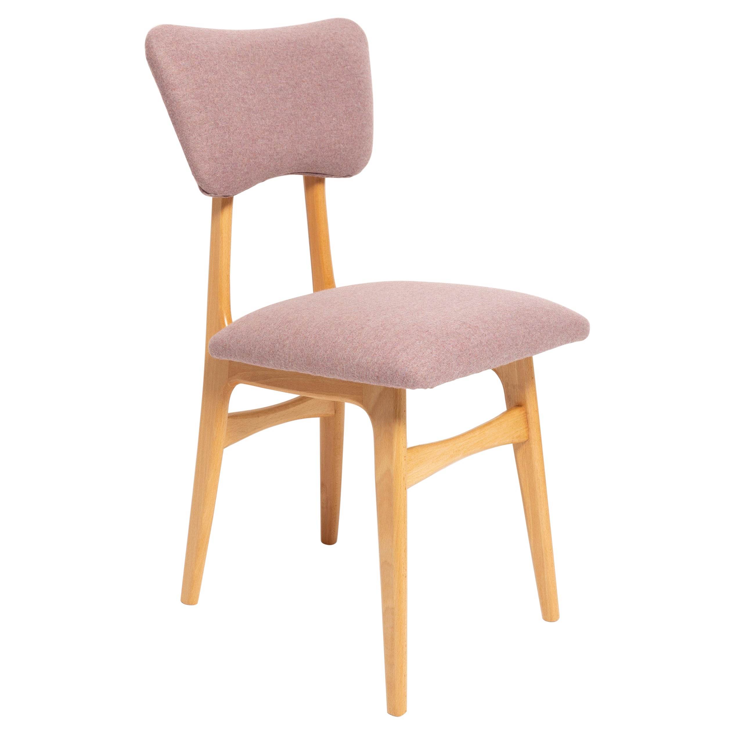 20th Century Butterfly Dining Chair, Pink Wool, Light Wood, Europe, 1960s For Sale