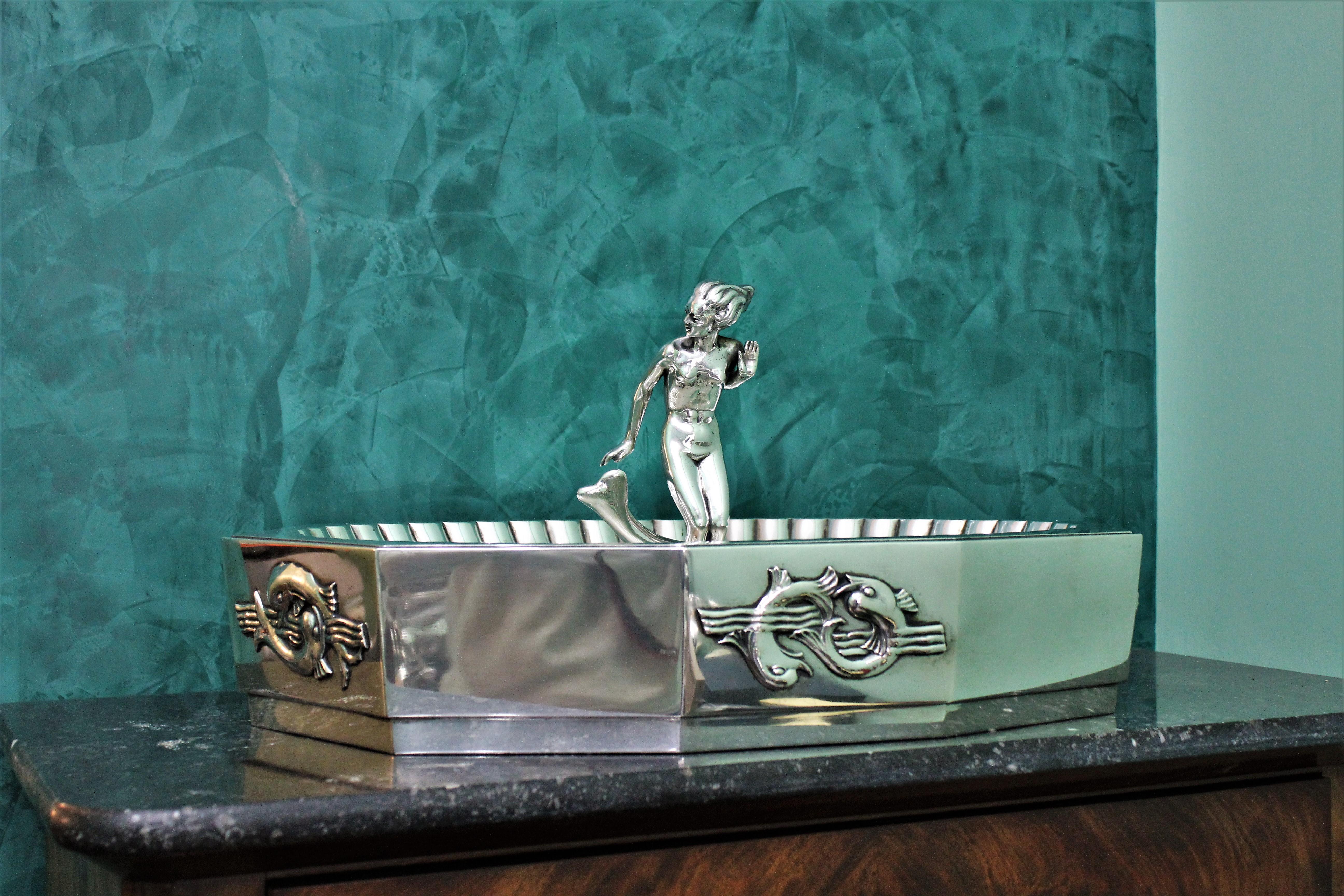 20th Century by Arrigo Finzi Art Deco Silver Centrepiece Amphitrite, 1939-1943 For Sale 9