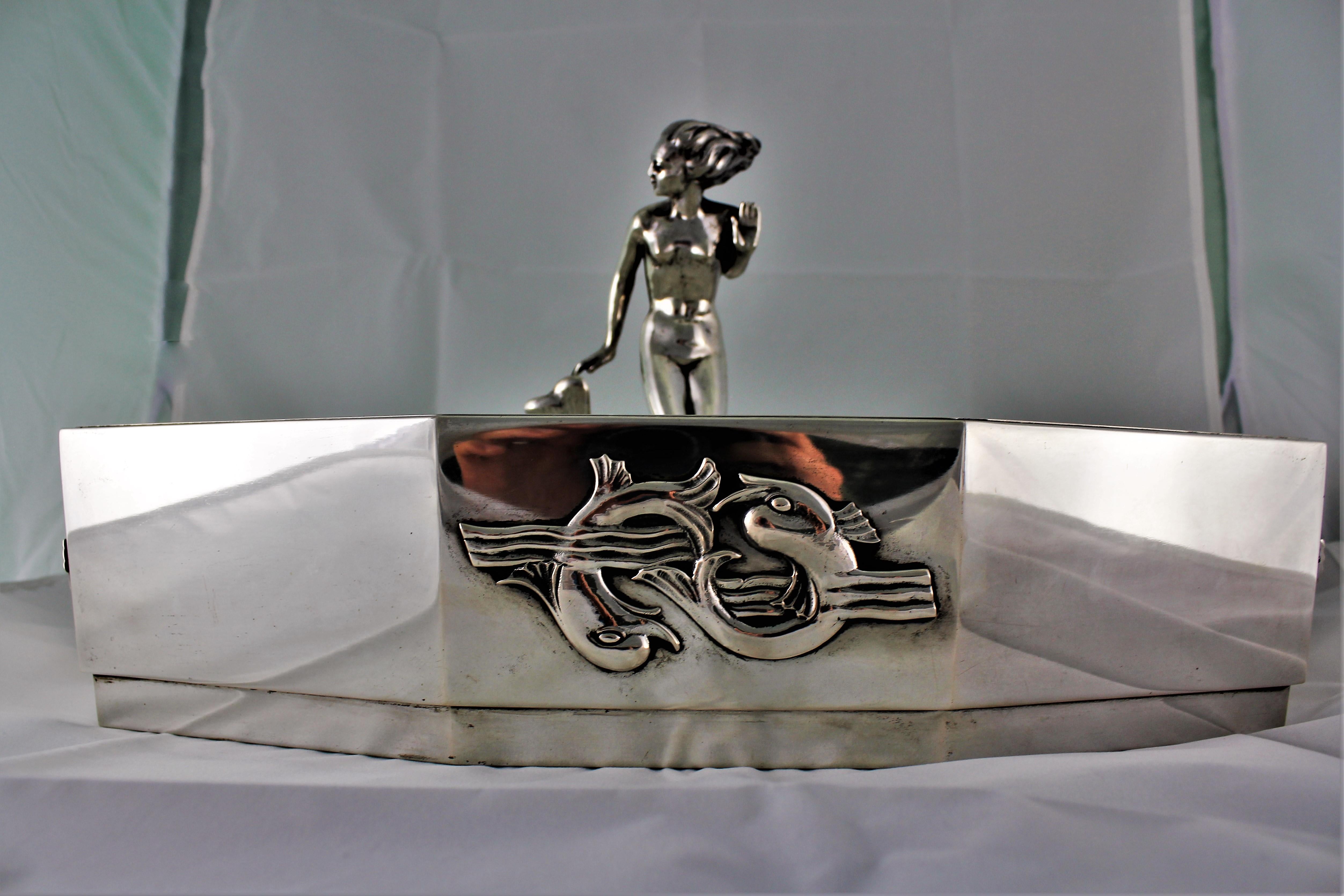 20th Century by Arrigo Finzi Art Deco Silver Centrepiece Amphitrite, 1939-1943 For Sale 2