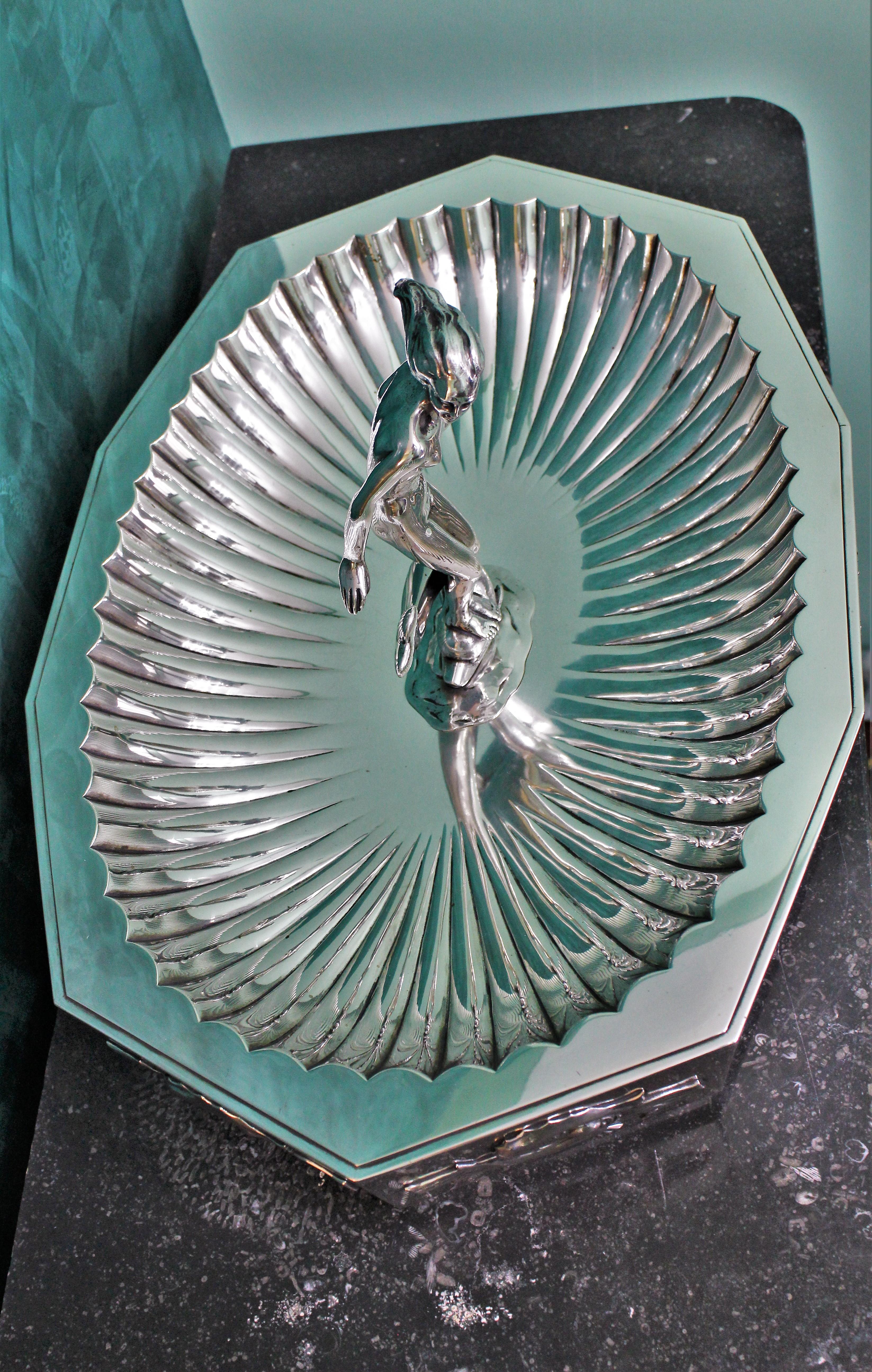 20th Century by Arrigo Finzi Art Deco Silver Centrepiece Amphitrite, 1939-1943 For Sale 4