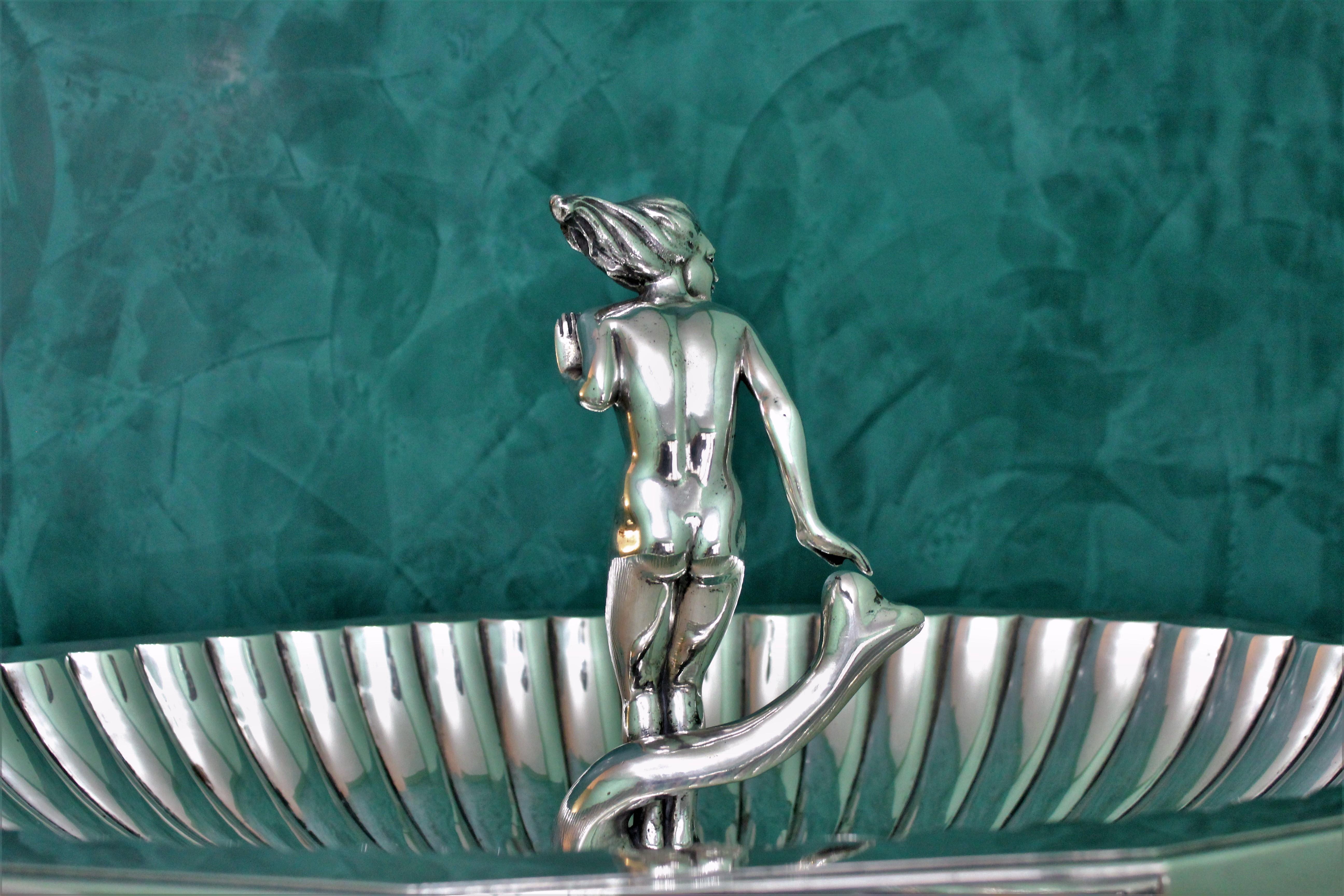 20th Century by Arrigo Finzi Art Deco Silver Centrepiece Amphitrite, 1939-1943 For Sale 6