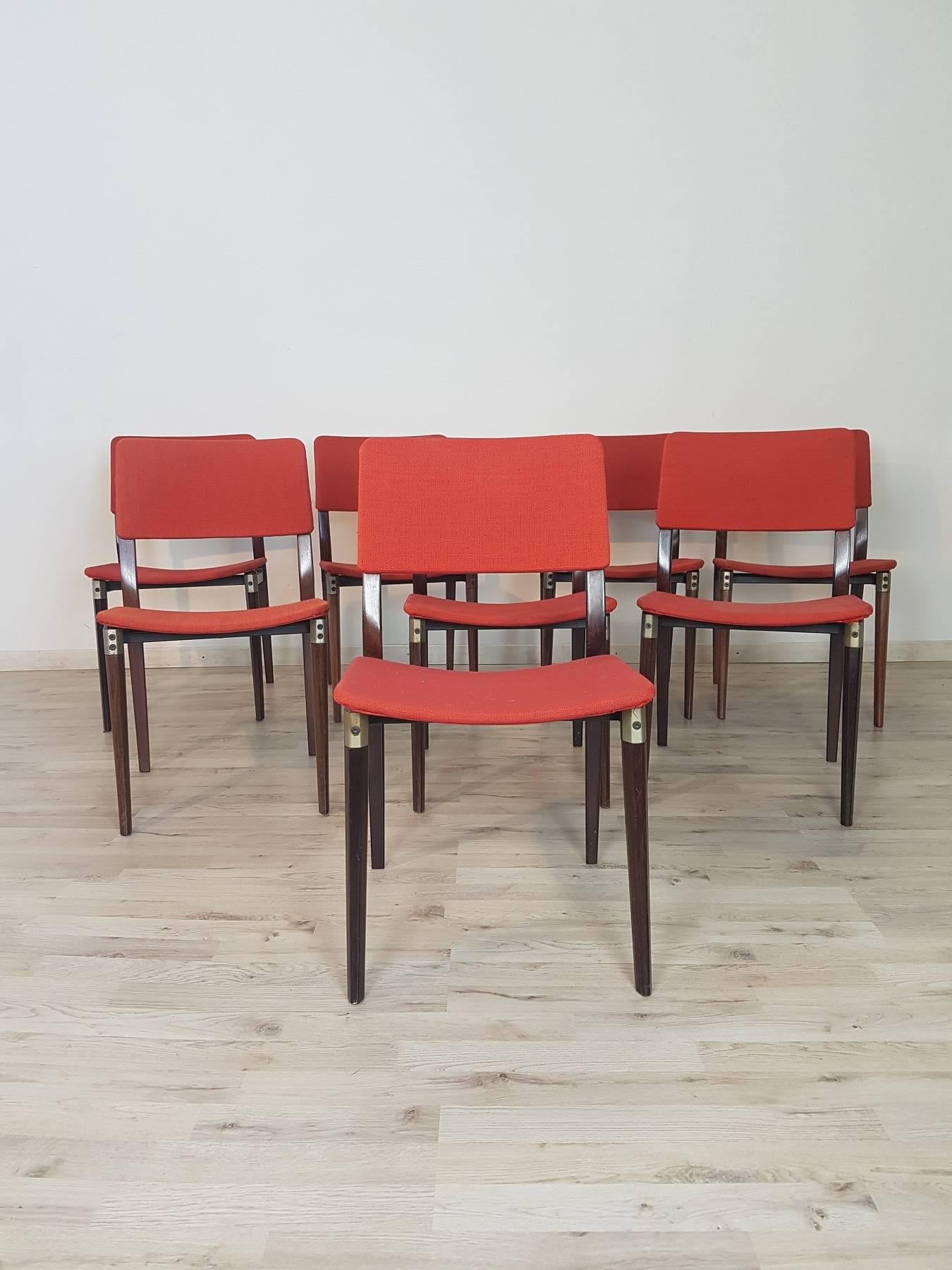 Beautiful and rare set of eight chairs model 