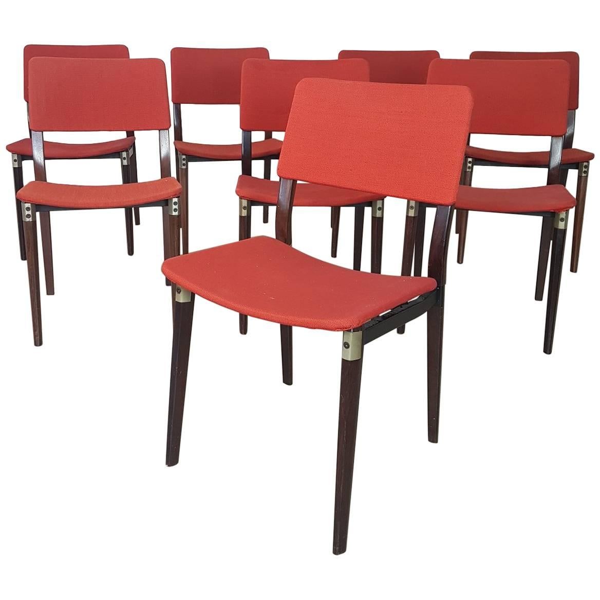 20th Century by Eugenio Gerli for Tecno Milano "S82" Set of Eight Chairs, 1960s For Sale
