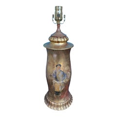 20th Century Decalcomania Chinoiserie Gilt Lamp, circa 1930s