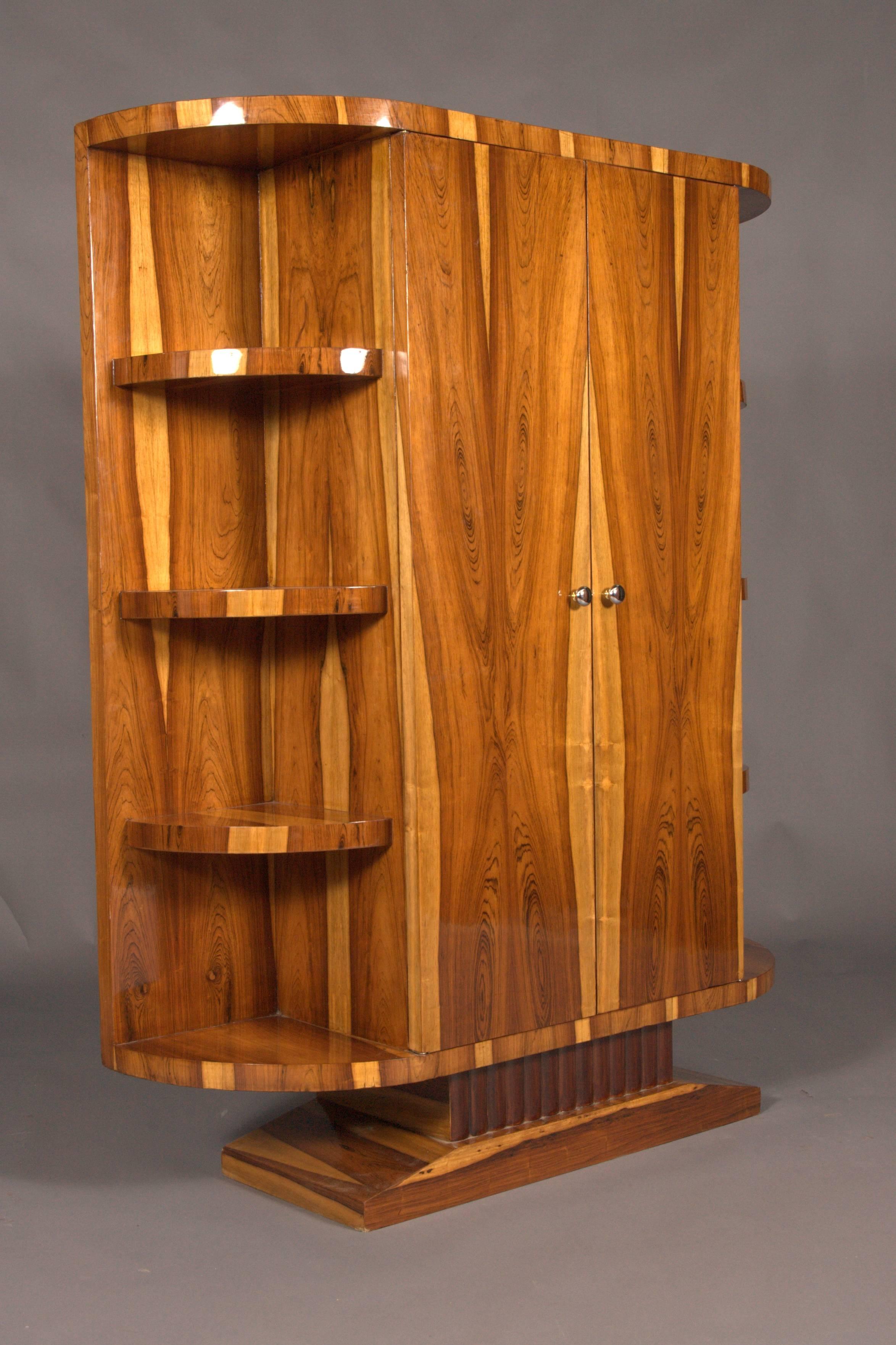 20th Century, Cabinet in Art Deco Style, Light and Dark Rosewood Veneer In Good Condition For Sale In Berlin, DE