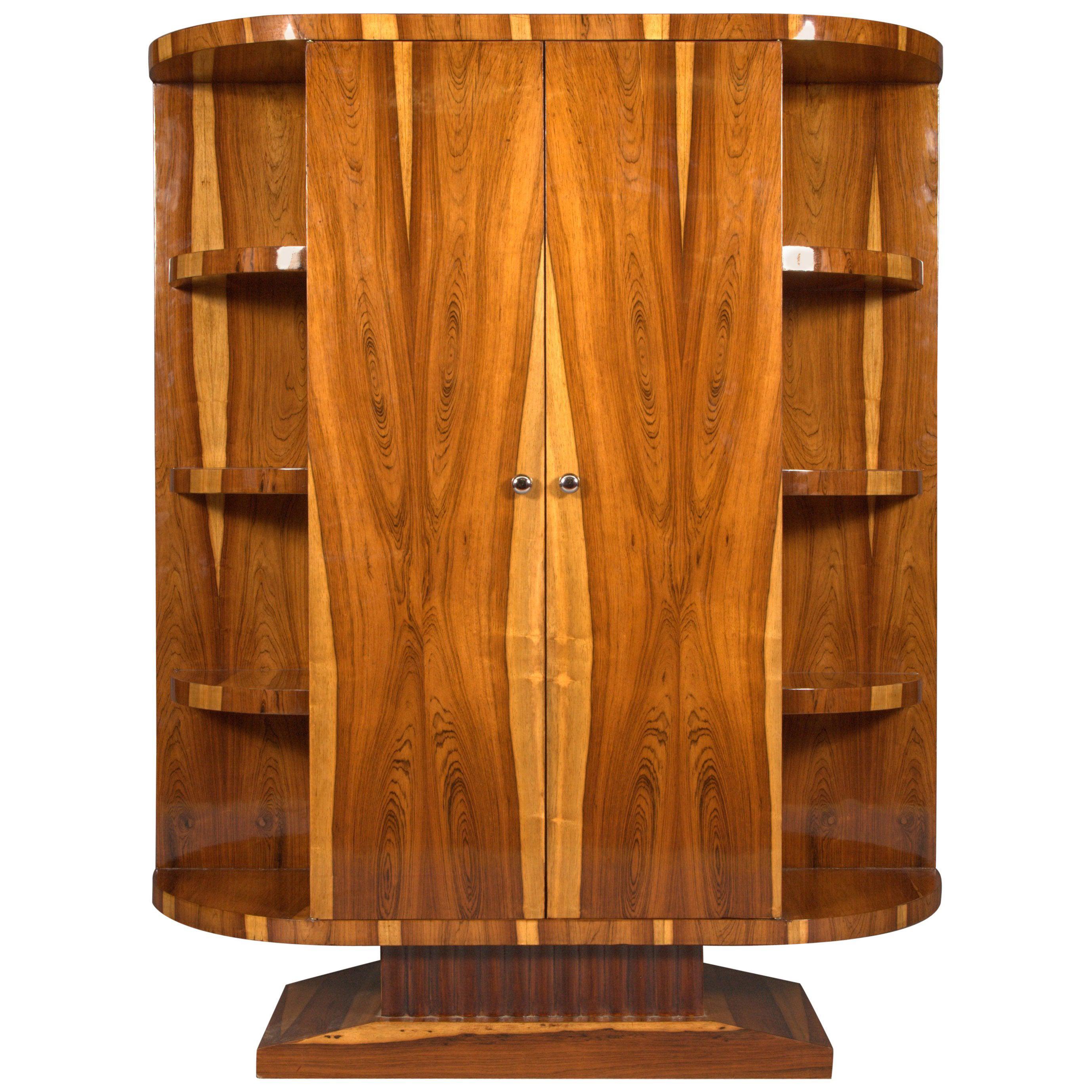 20th Century, Cabinet in Art Deco Style, Light and Dark Rosewood Veneer For Sale