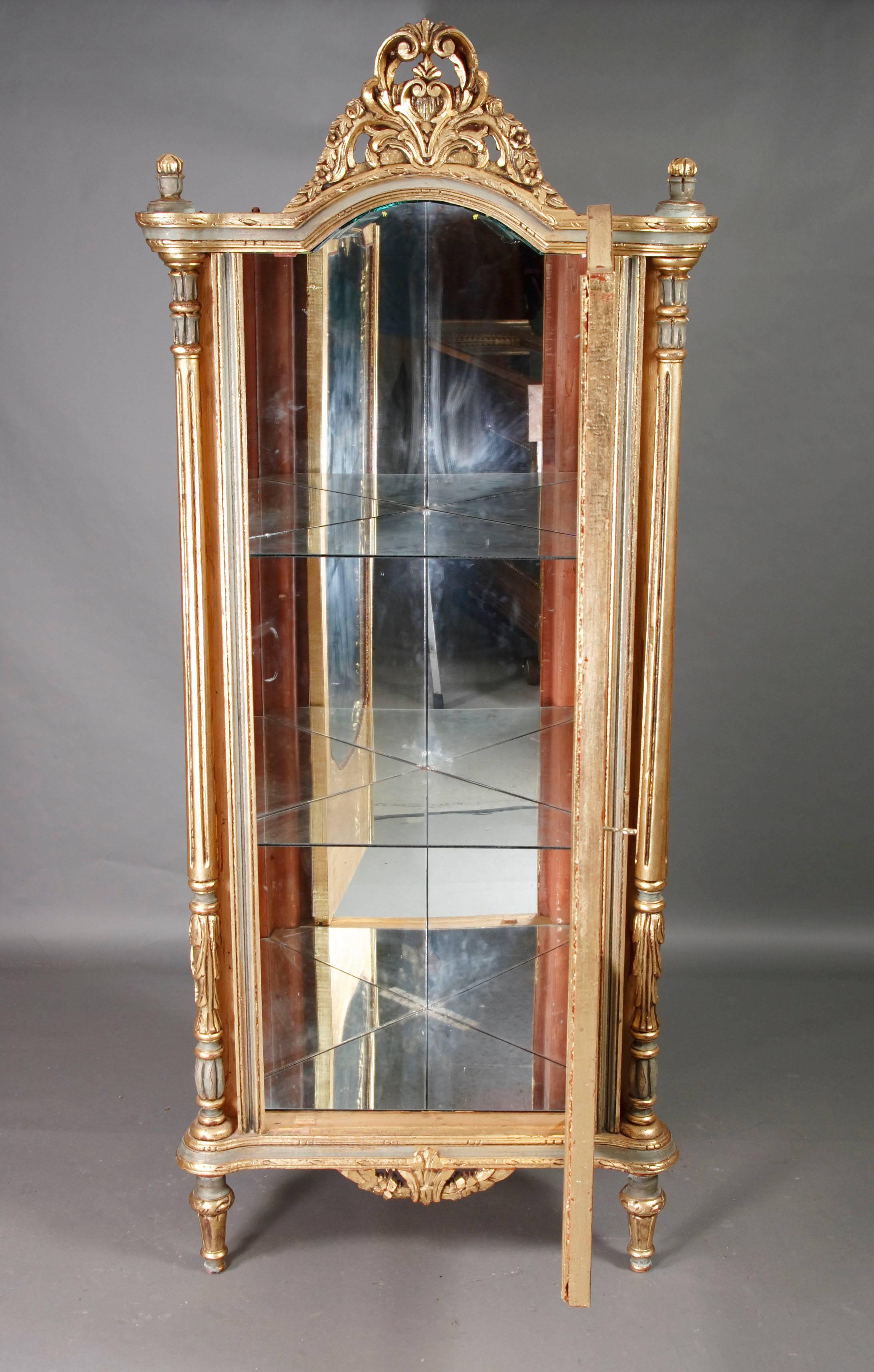 French 20th Century Cabinet in the Louis XV Style Carved Beechwood and Poliment Gilded