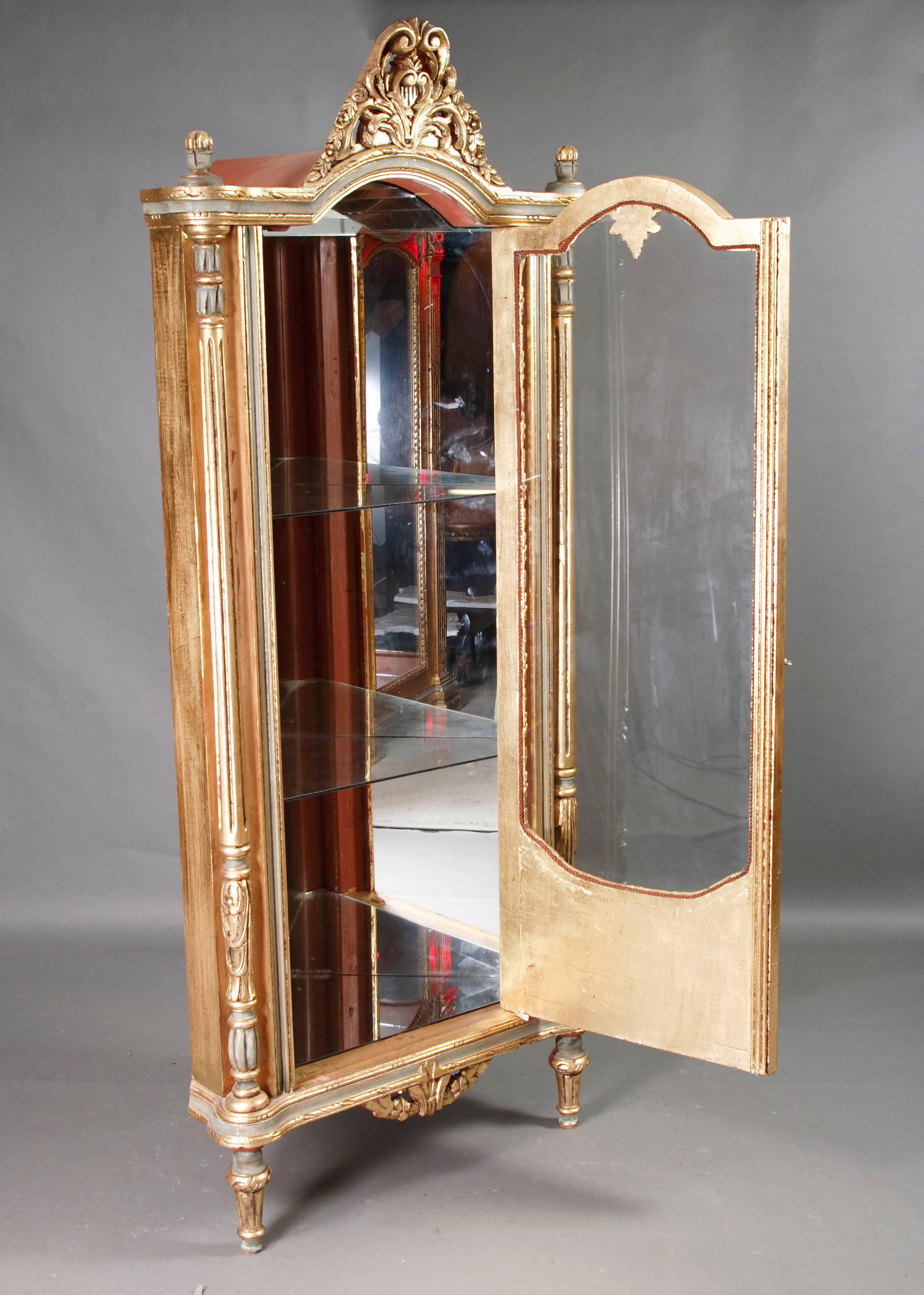 Gilt 20th Century Cabinet in the Louis XV Style Carved Beechwood and Poliment Gilded