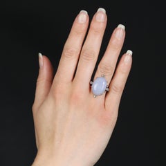 20th Century Cabochon Chalcedony Diamonds 18 Karat Yellow Gold Ring