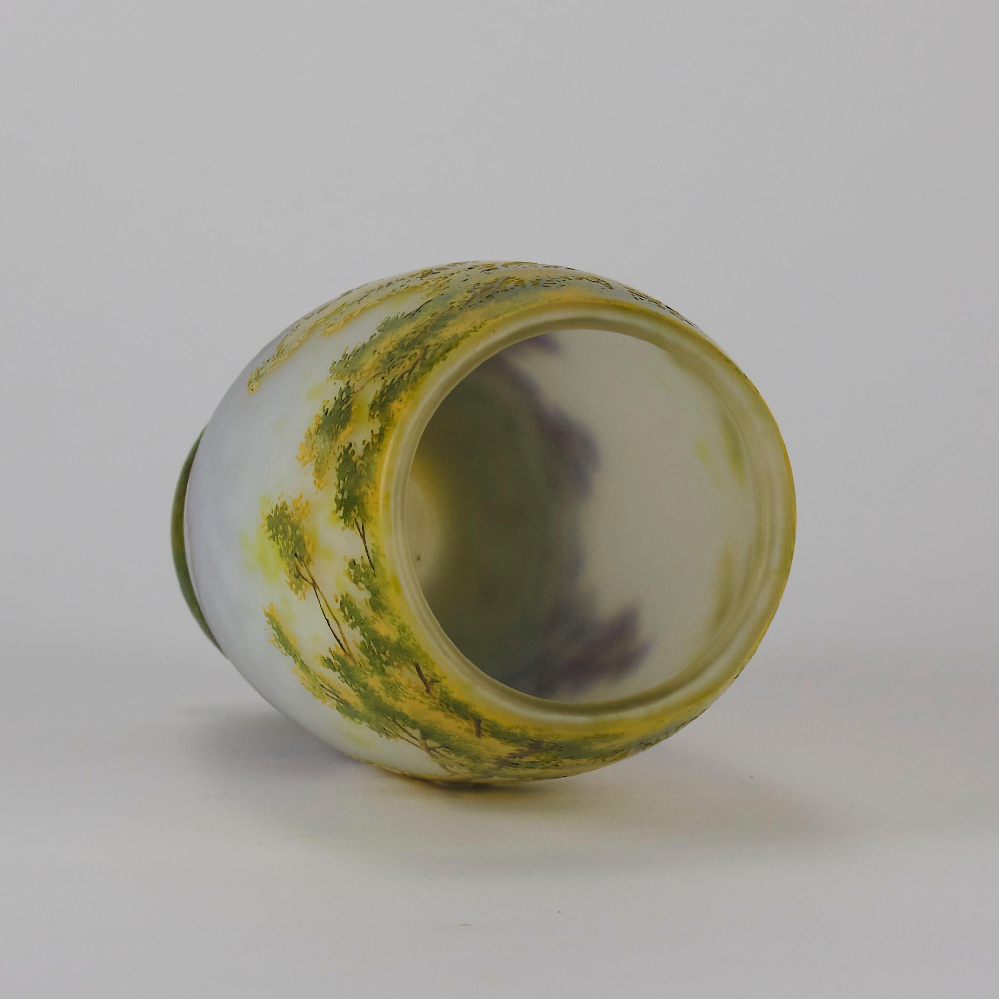 20th Century Cameo Glass Landscape Vase entitled 