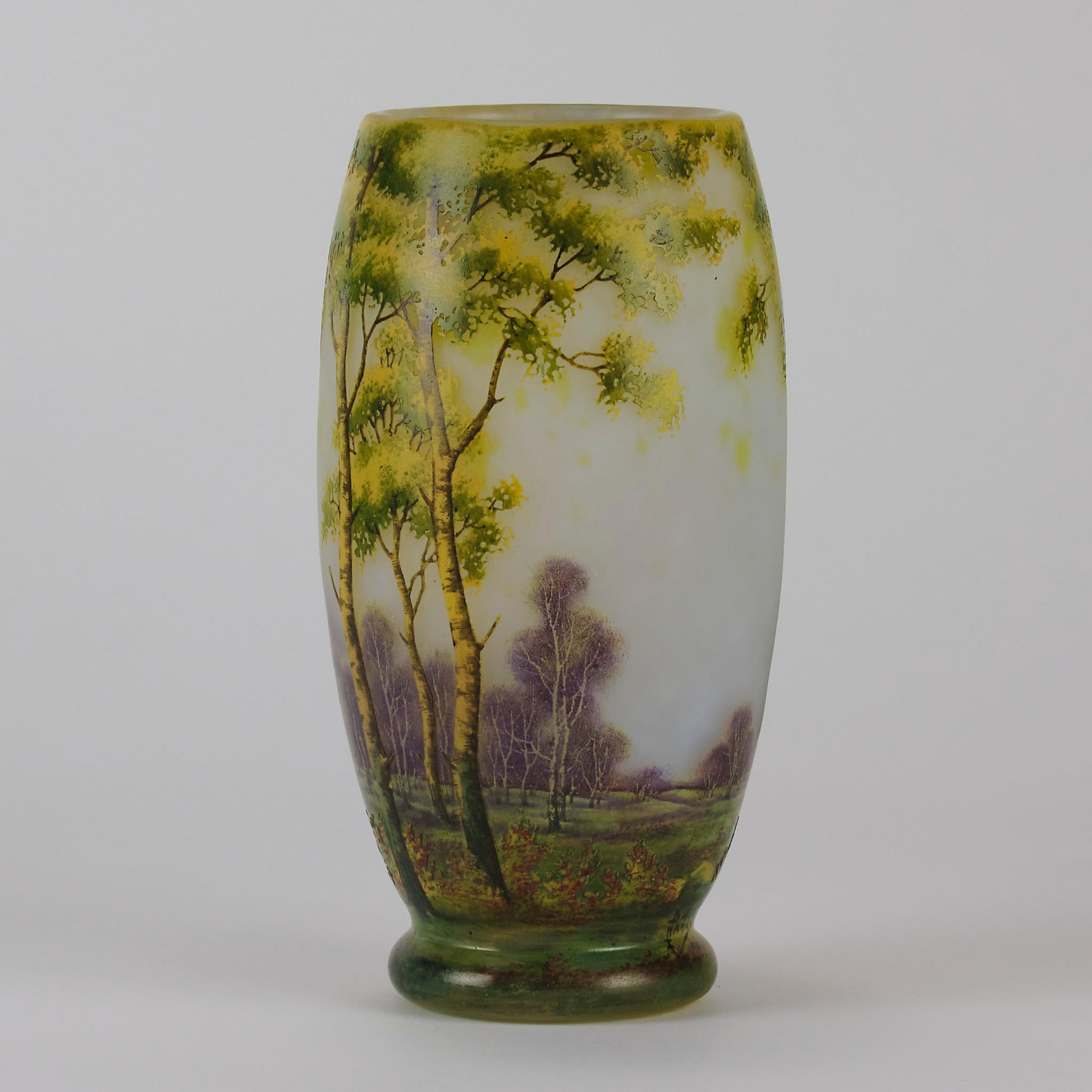 Art Nouveau 20th Century Cameo Glass Landscape Vase entitled 