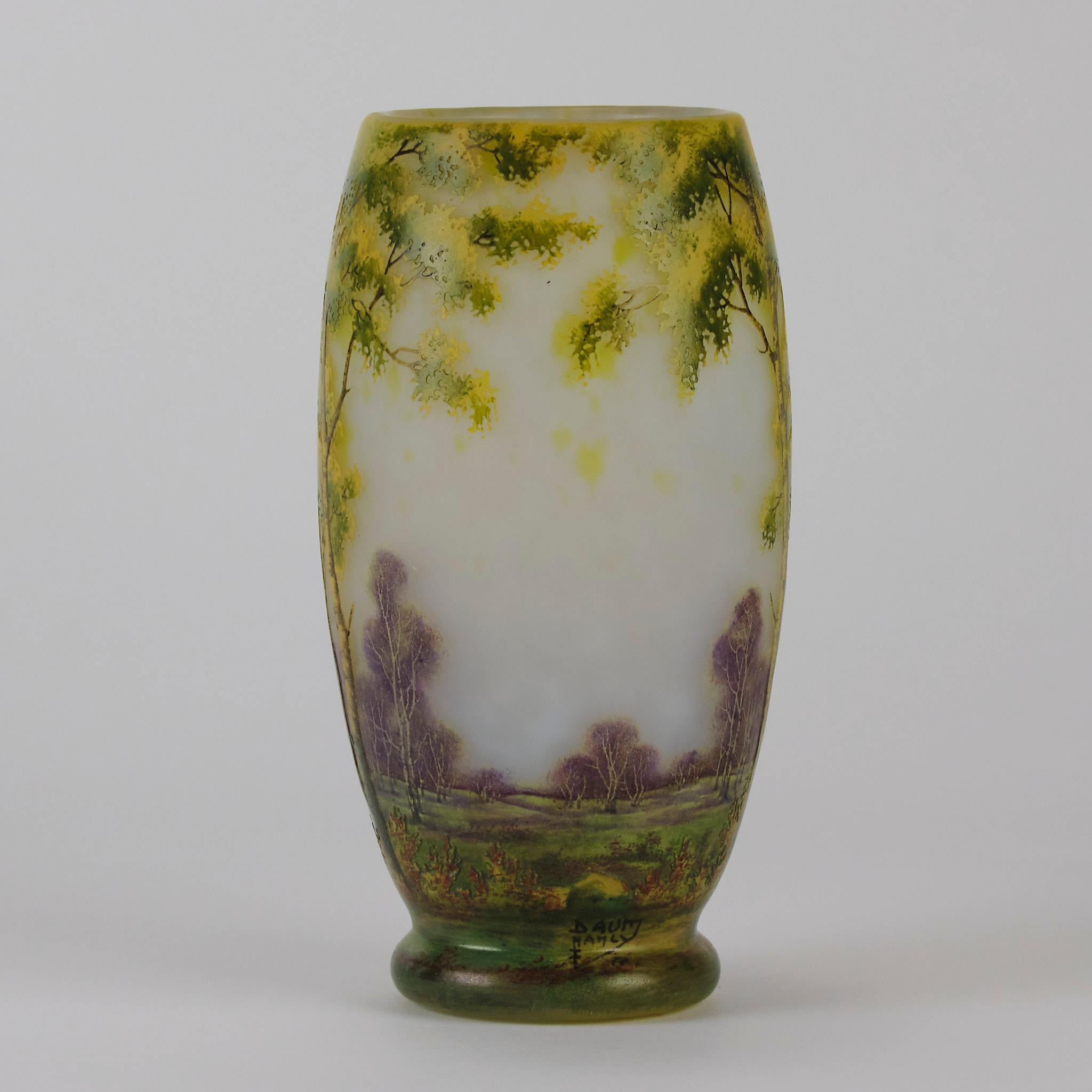 French 20th Century Cameo Glass Landscape Vase entitled 