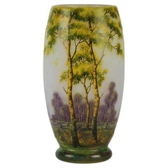Vase de paysage en verre camée du XXe siècle intitulé « Paysage d'été » par Daum