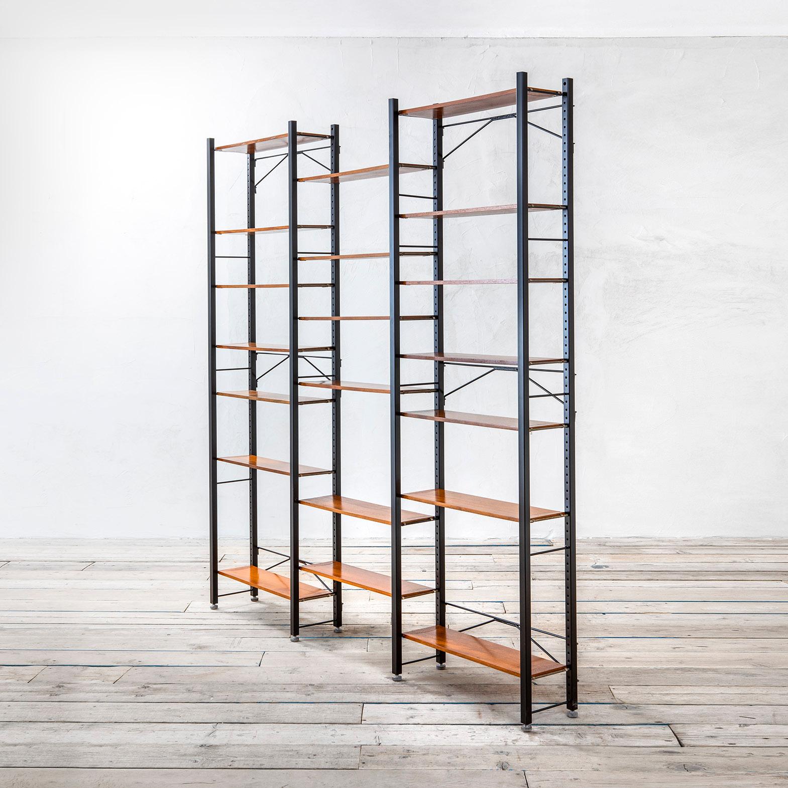 Italiano 20th Century, Campo & Graffi Bookcase in Metal and Wood for Home in vendita