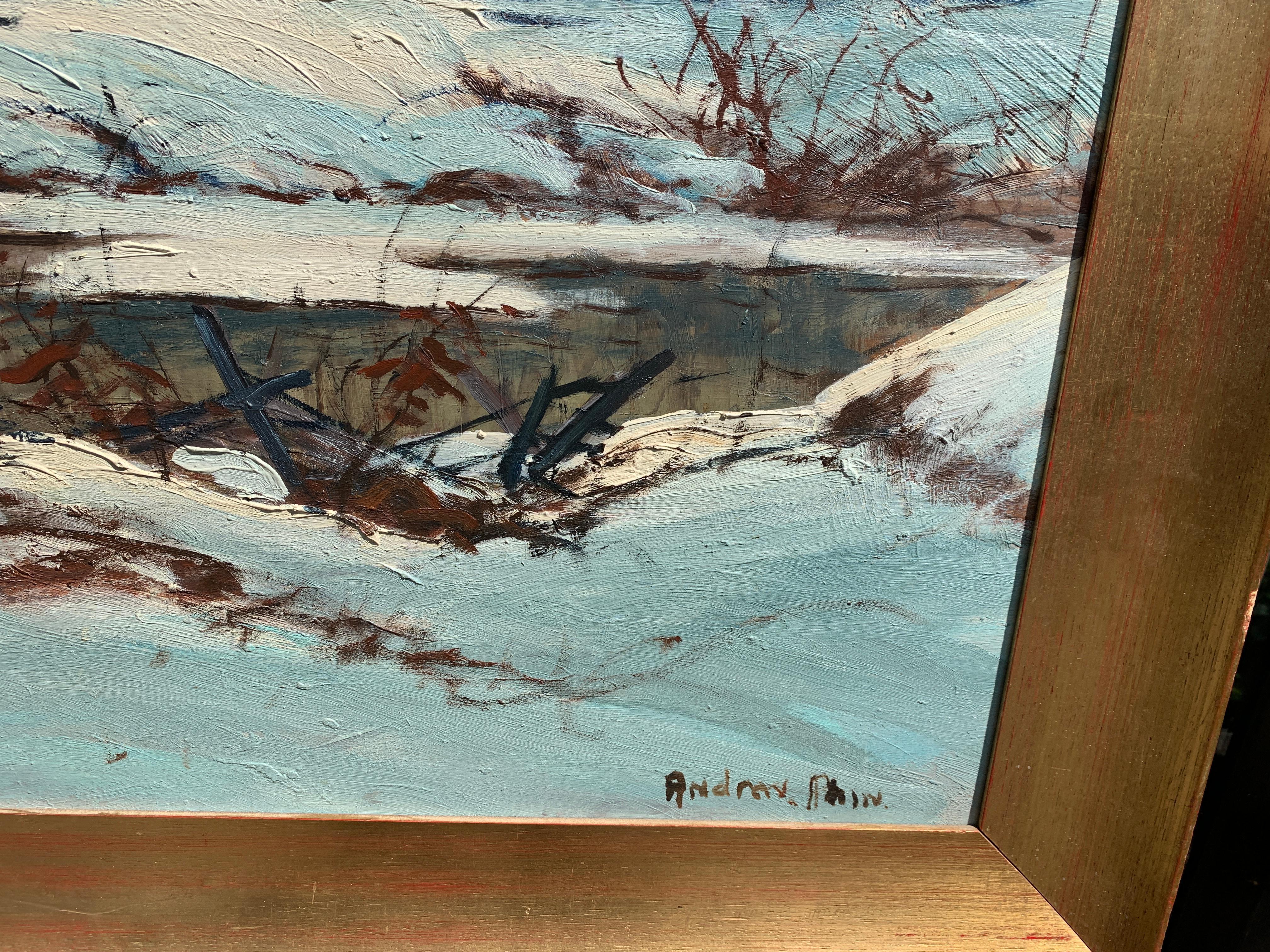 Kanadische Schneelandschaft aus der Mitte des 20. Jahrhunderts, Halliburton Highlands Ontario (Amerikanischer Impressionismus), Painting, von 20th century Canadian School