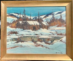 Vintage Mid 20th Century Canadian snow covered landscape, Halliburton Highlands Ontario