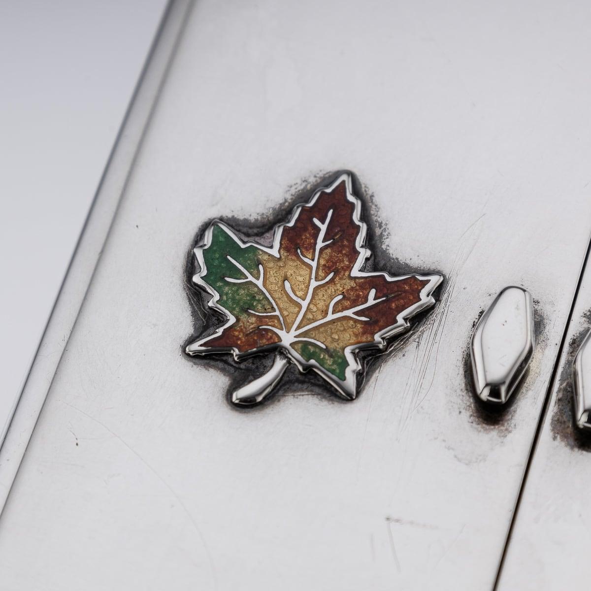20th Century Canadian Solid Silver & Enamel Playing Cards Box, Toronto c.1920 For Sale 6
