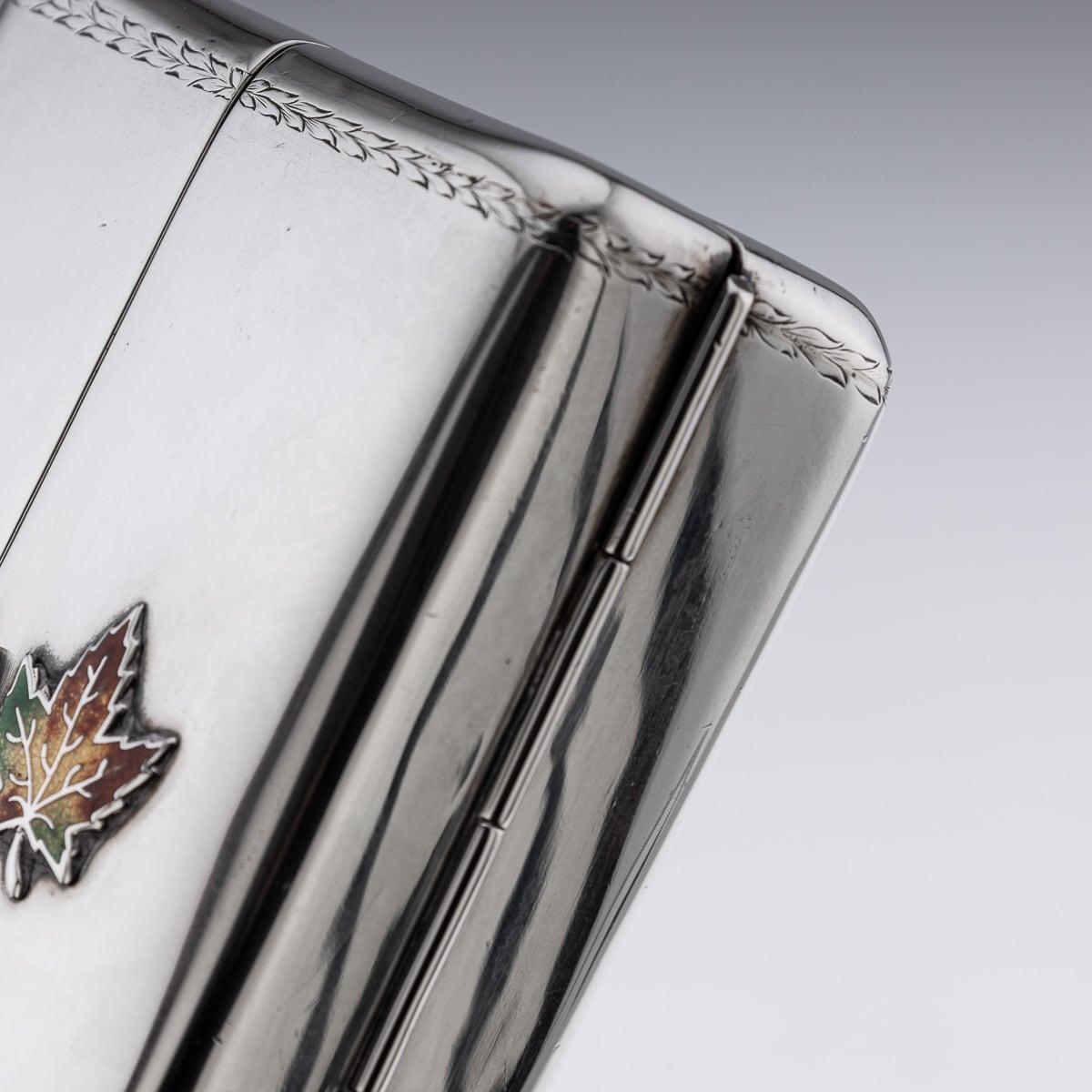 20th Century Canadian Solid Silver & Enamel Playing Cards Box, Toronto c.1920 For Sale 11