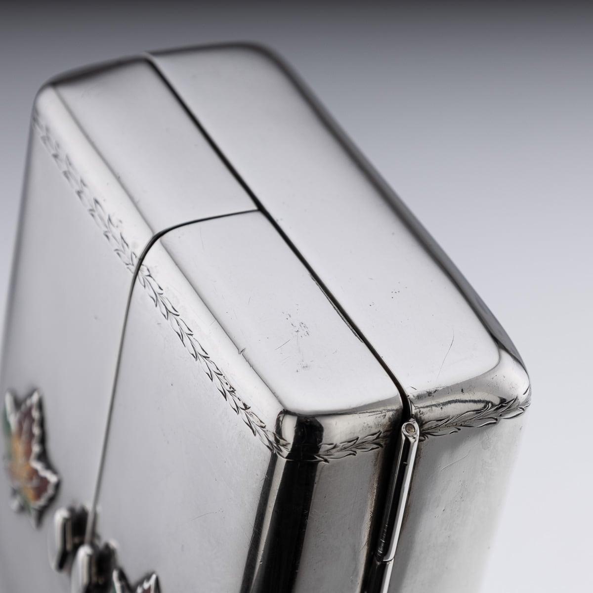 20th Century Canadian Solid Silver & Enamel Playing Cards Box, Toronto c.1920 For Sale 12