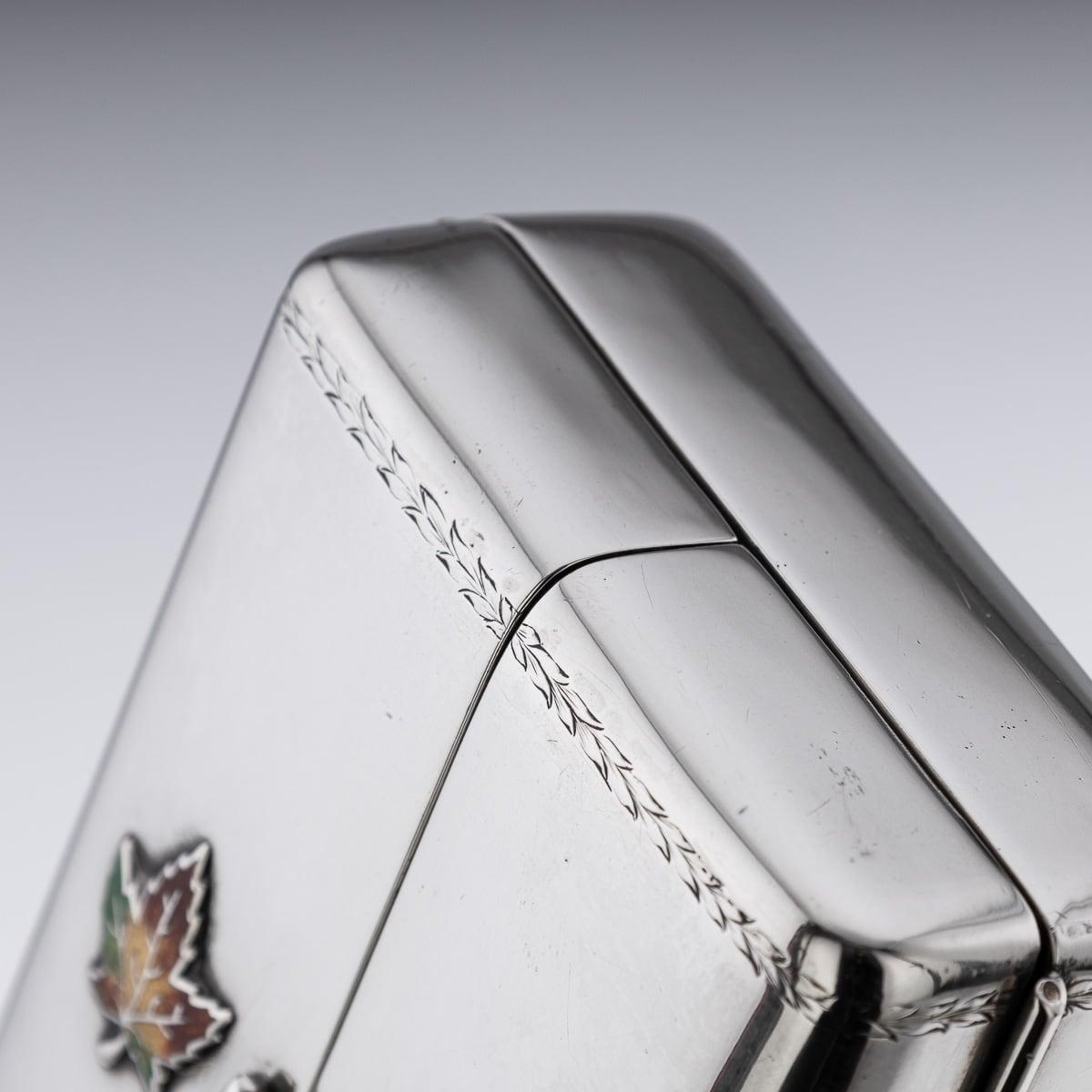 20th Century Canadian Solid Silver & Enamel Playing Cards Box, Toronto c.1920 For Sale 13