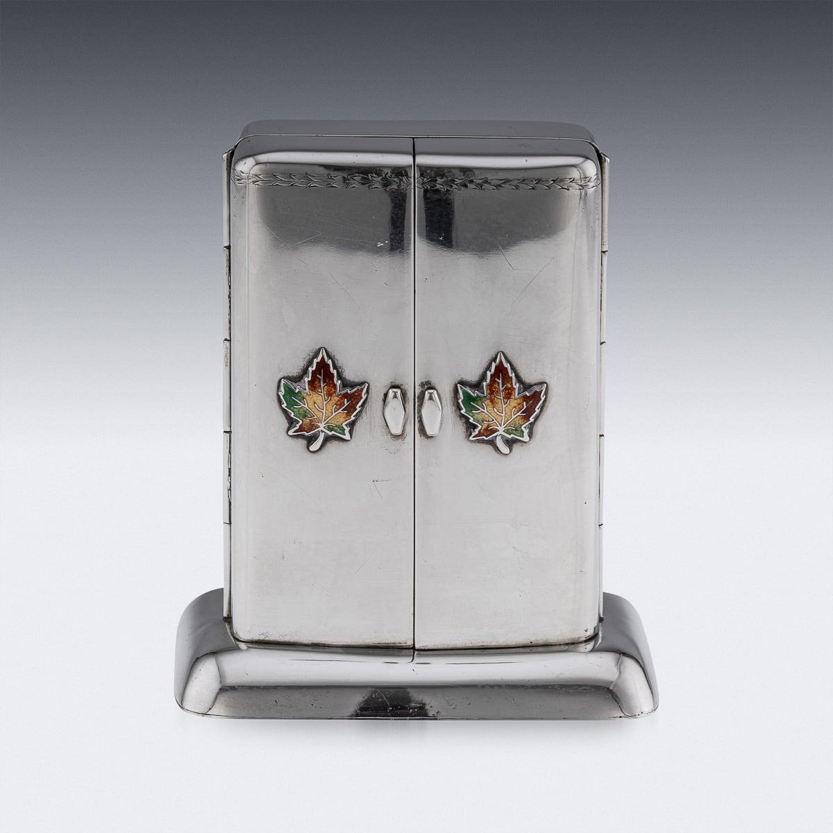 Other 20th Century Canadian Solid Silver & Enamel Playing Cards Box, Toronto c.1920 For Sale