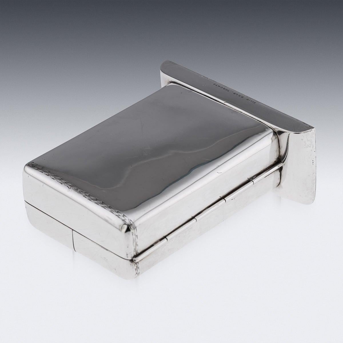 20th Century Canadian Solid Silver & Enamel Playing Cards Box, Toronto c.1920 For Sale 4