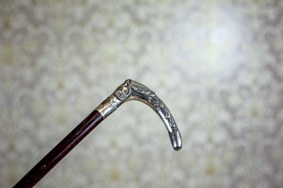 20th Century Cane with a Silver Handle In Good Condition In Opole, PL
