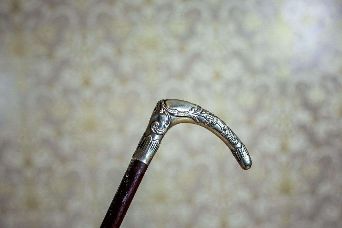 English 20th Century Cane with a Silver Handle