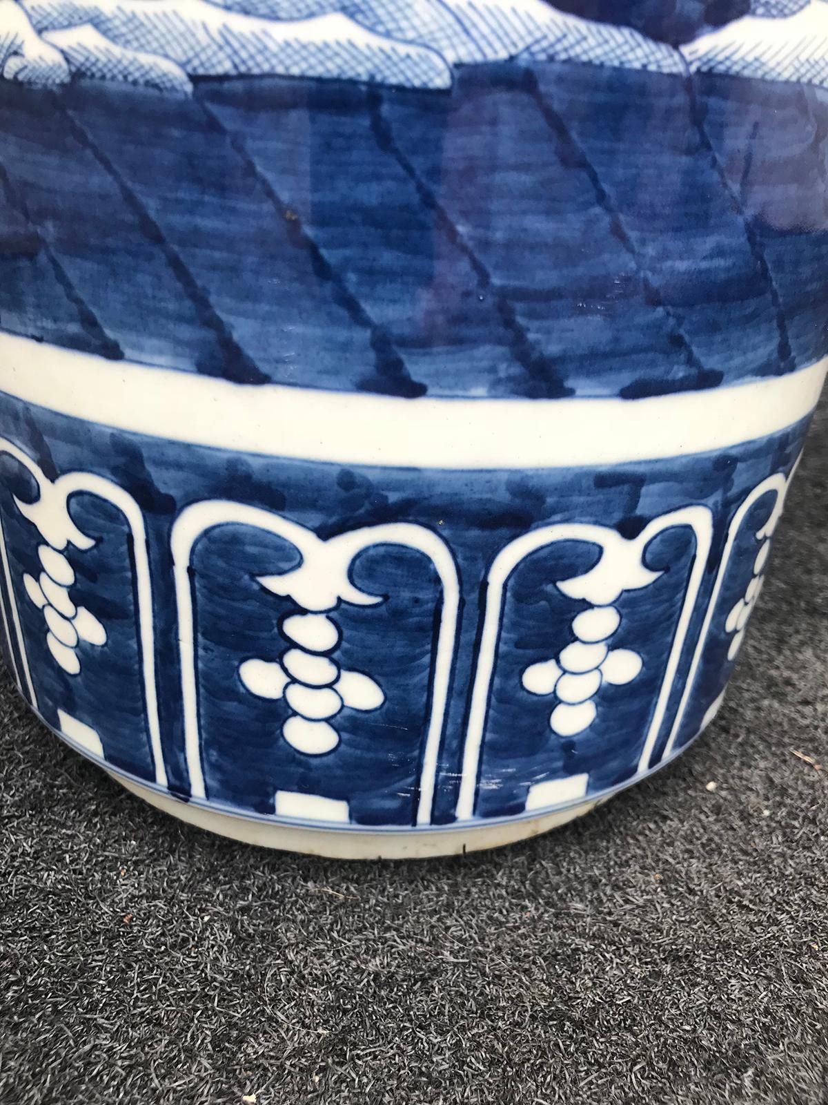 20th Century Canton Style Blue and White Porcelain Umbrella Stand 5