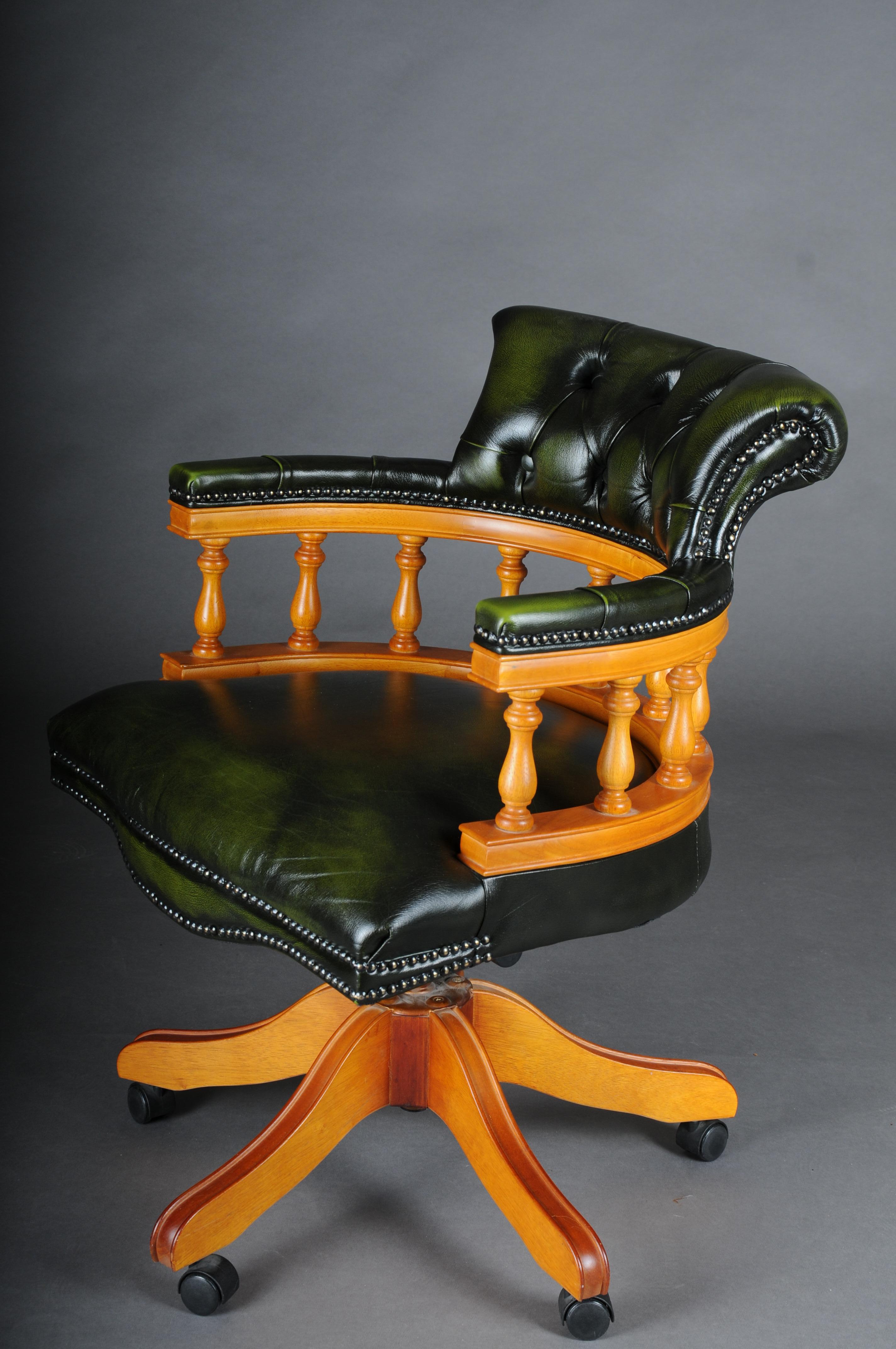 20th Century, Captain Chair English Armchair Leather For Sale 7