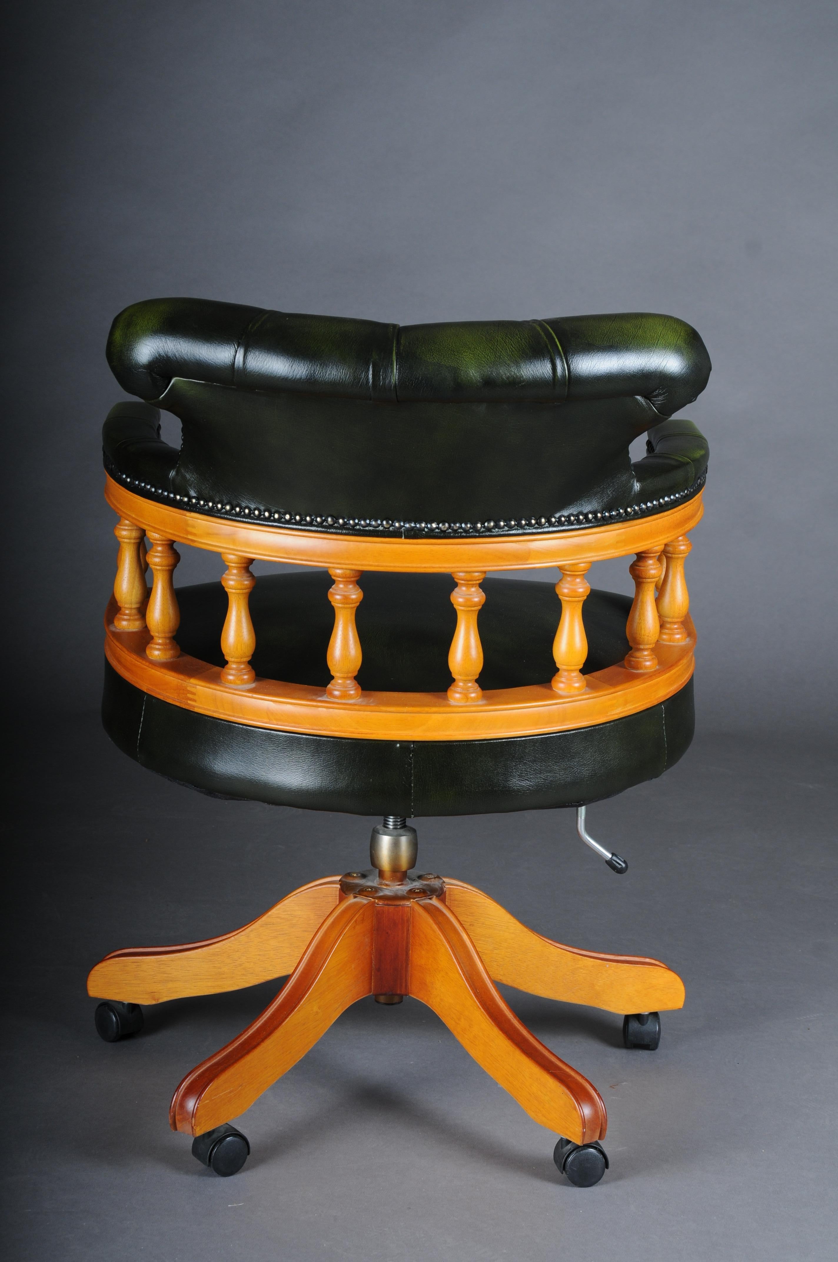 20th Century, Captain Chair English Armchair Leather For Sale 11
